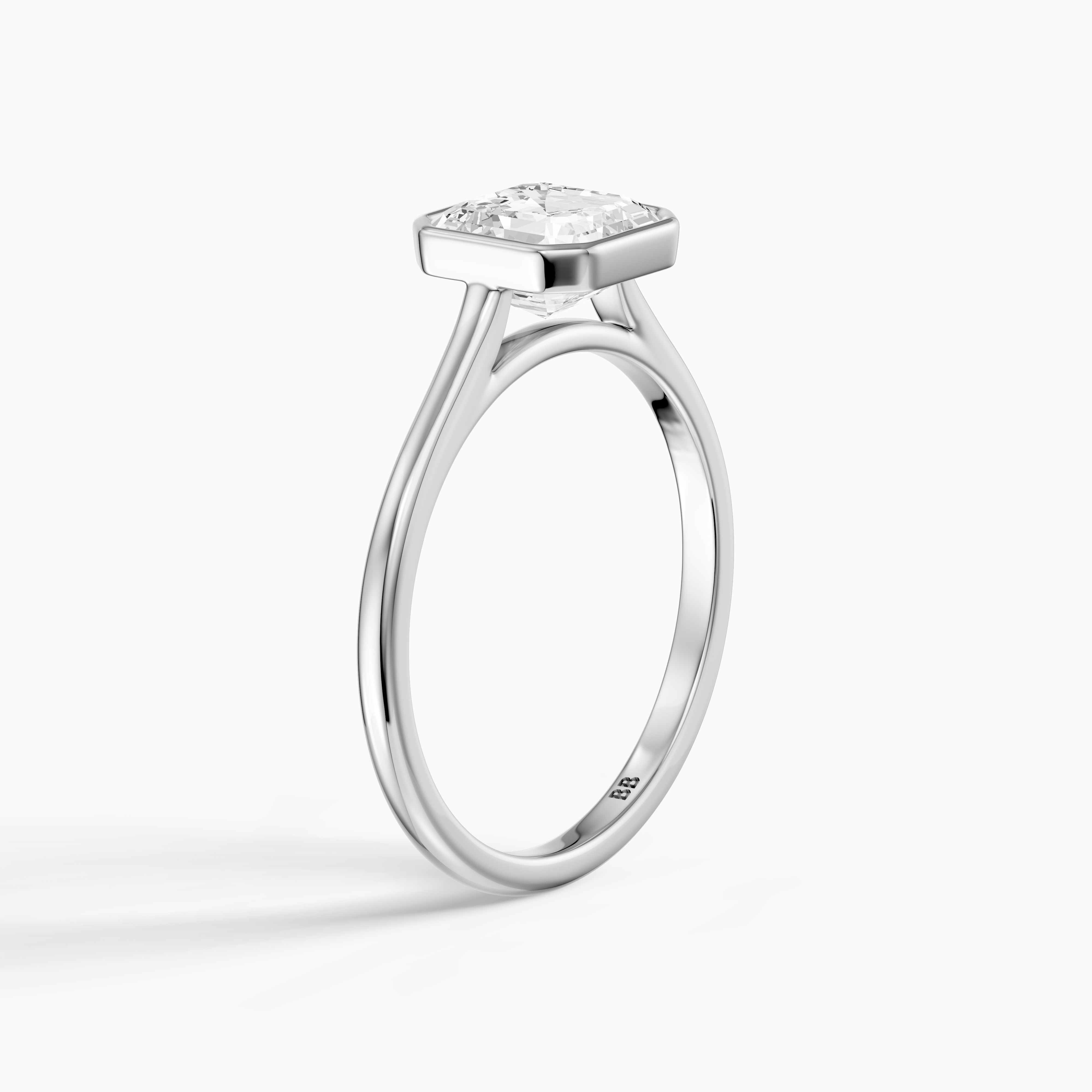 Elodia Asscher Cut Bezel Set Cathedral Style Lab Grown Diamond Ring
