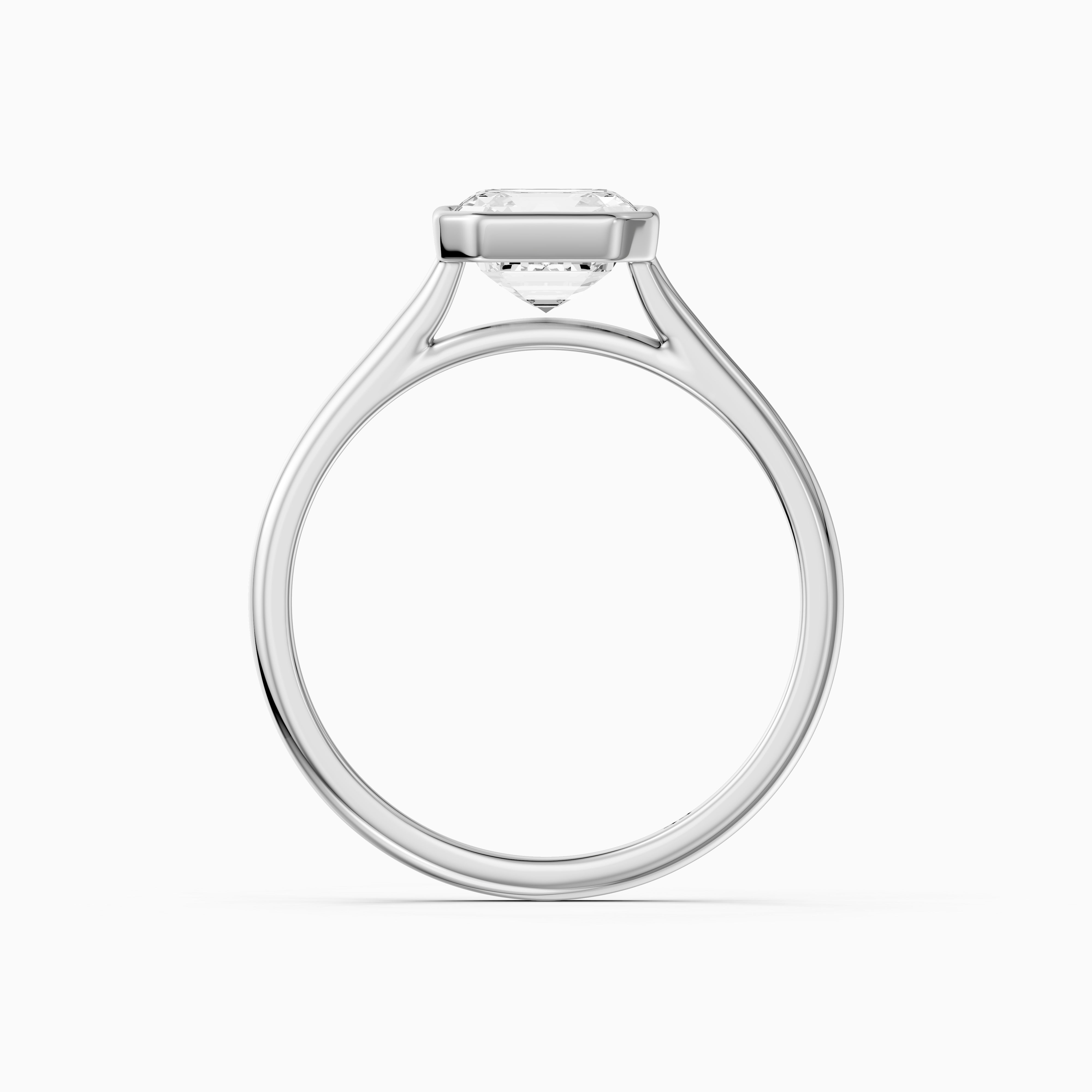 Elodia Asscher Cut Bezel Set Cathedral Style Lab Grown Diamond Ring