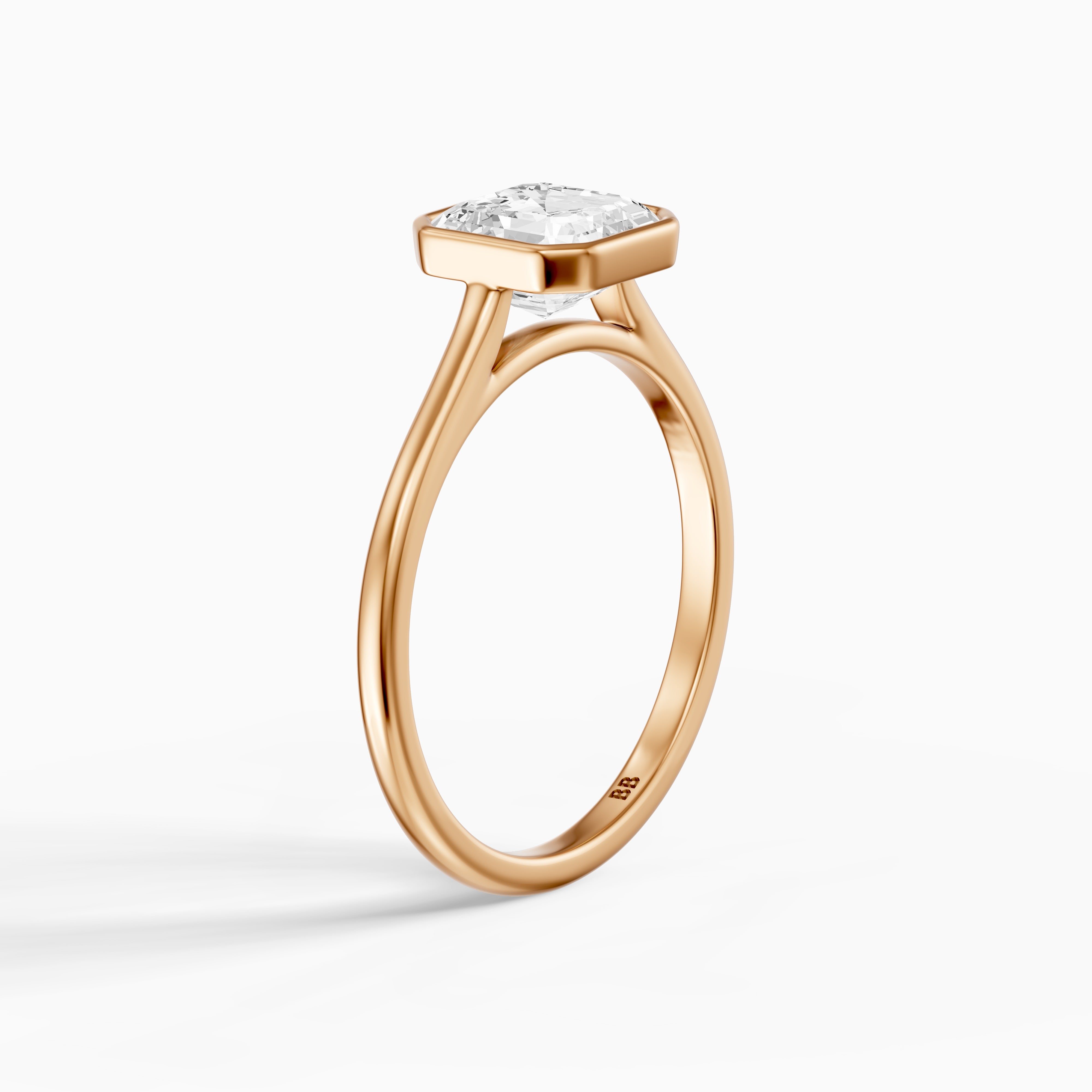 Elodia Asscher Cut Bezel Set Cathedral Style Lab Grown Diamond Ring
