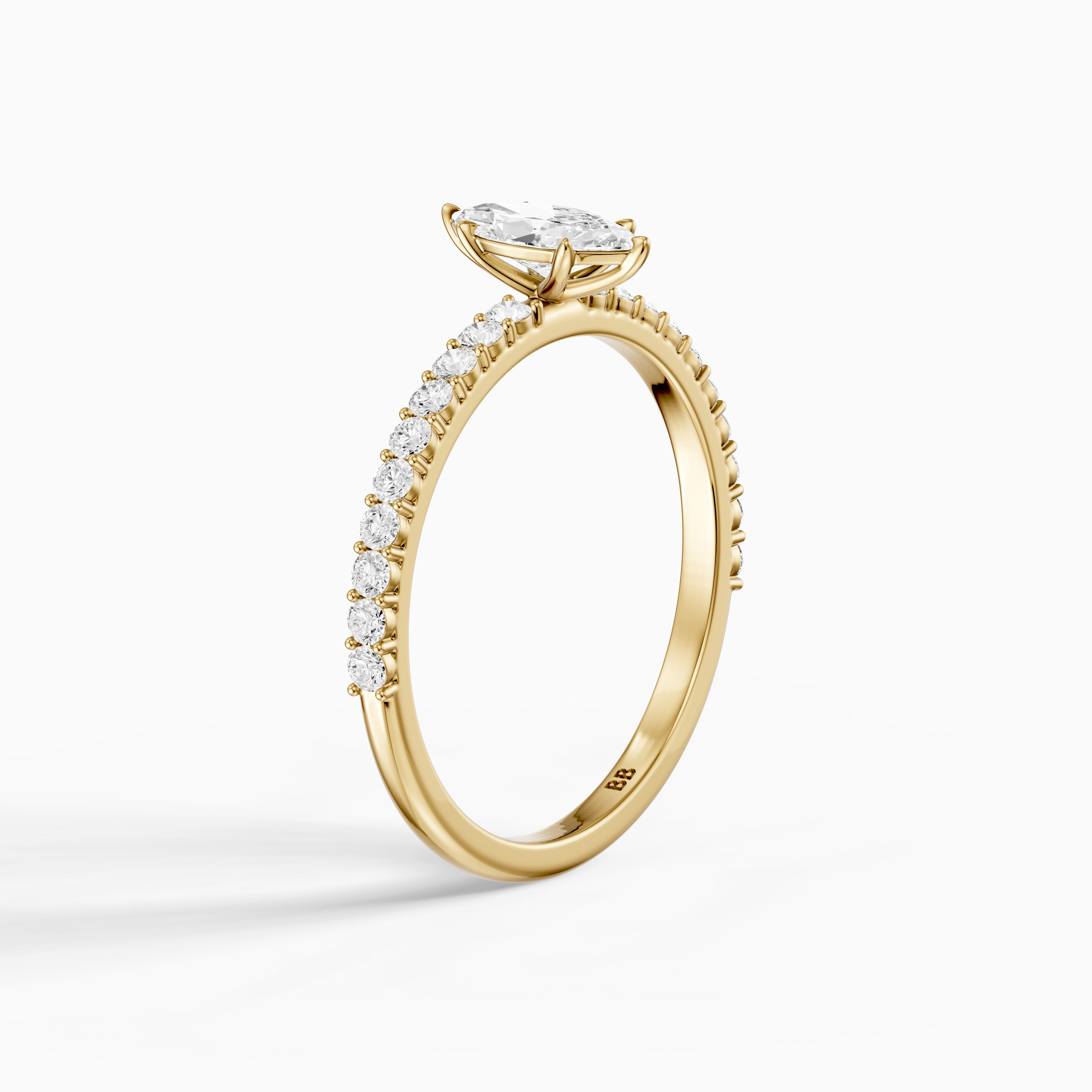 Selena 6 Prong Marquise Cut Pave Side Stone Moissanite Diamond Ring