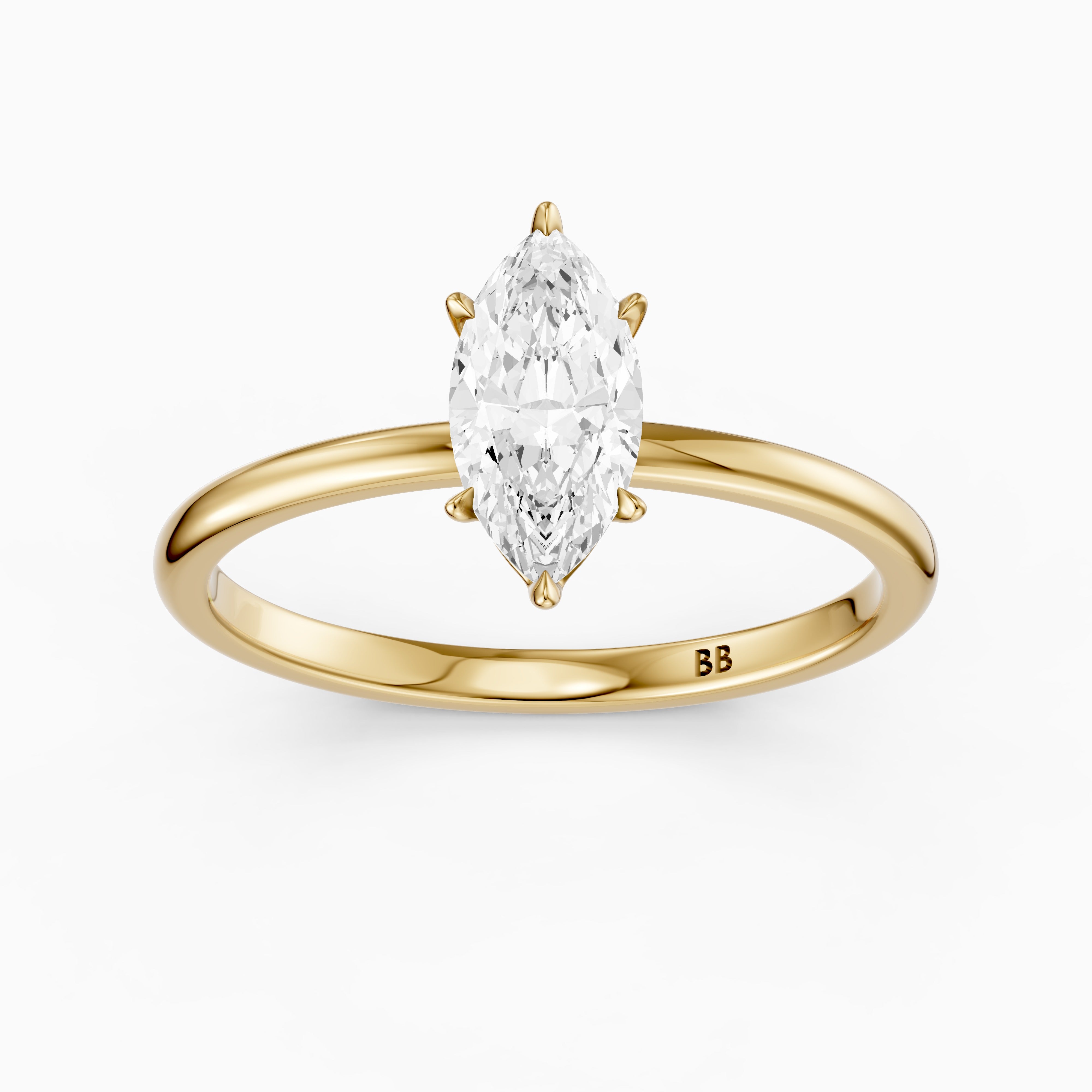 Jakira 6 Prong Marquise Cut Solitaire Moissanite Diamond Ring