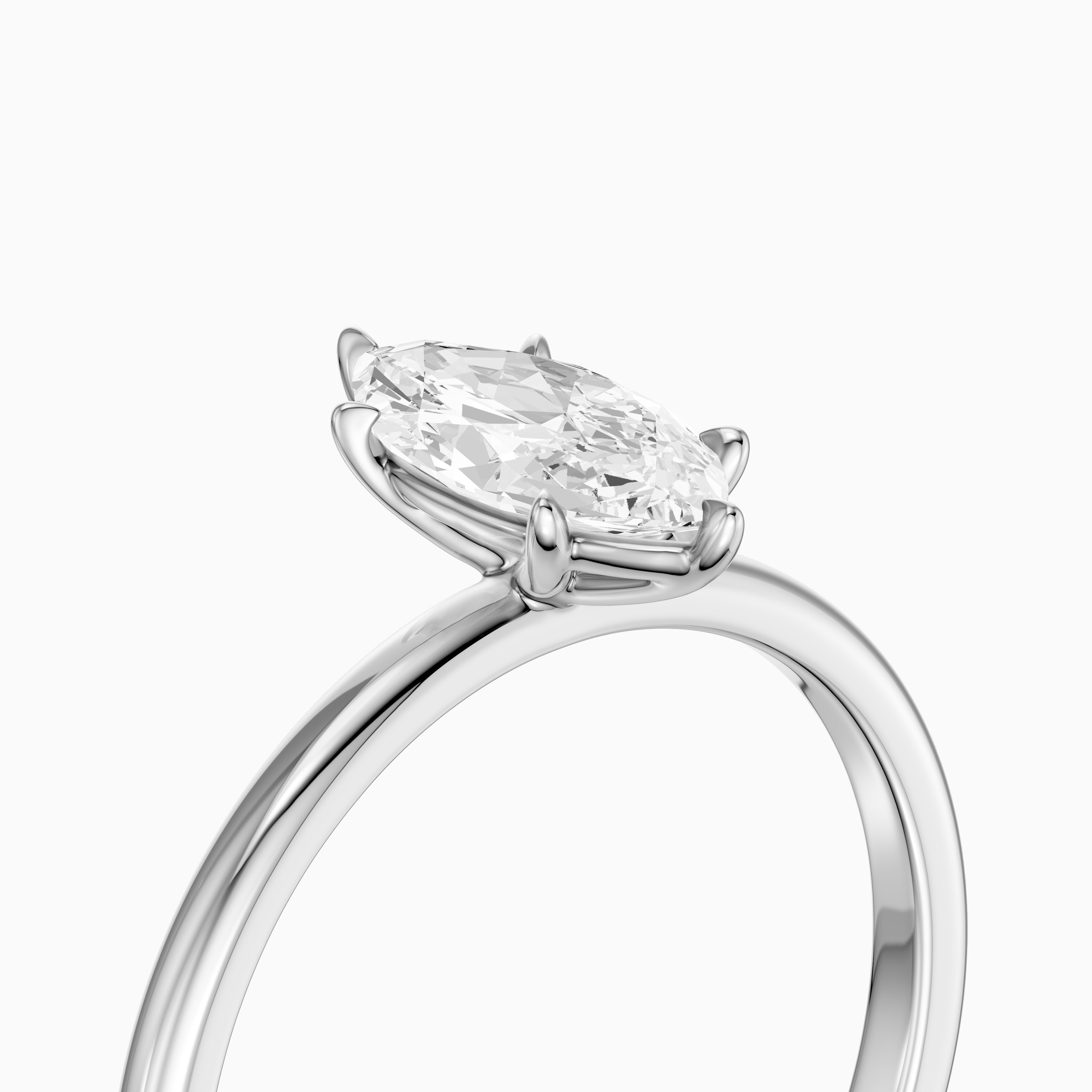 Jakira 6 Prong Marquise Cut Solitaire Moissanite Diamond Ring