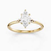 Jaycee Vintage Inspired Marquise Cut Side Stone Moissanite Diamond Ring