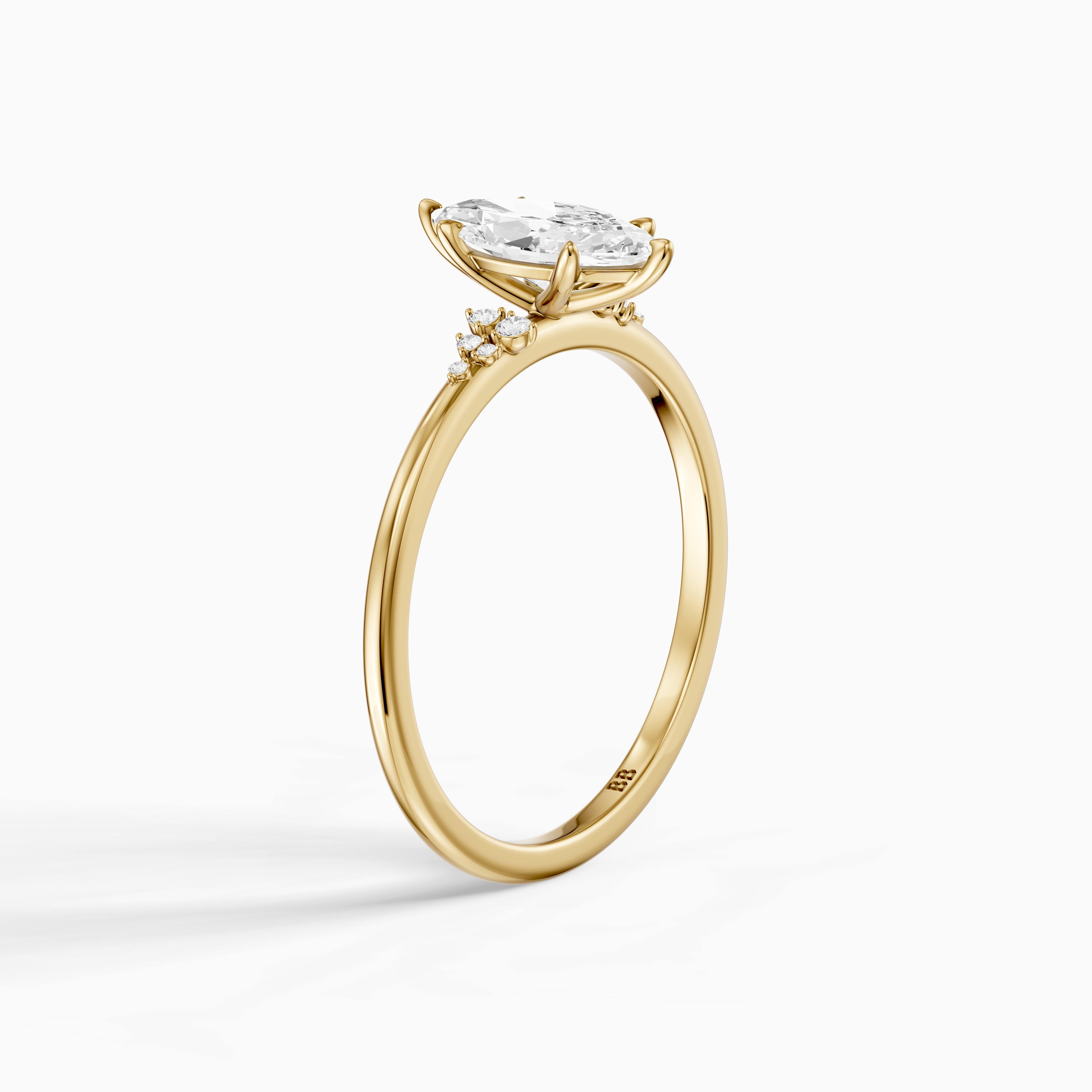 Jaycee Vintage Inspired Marquise Cut Side Stone Moissanite Diamond Ring