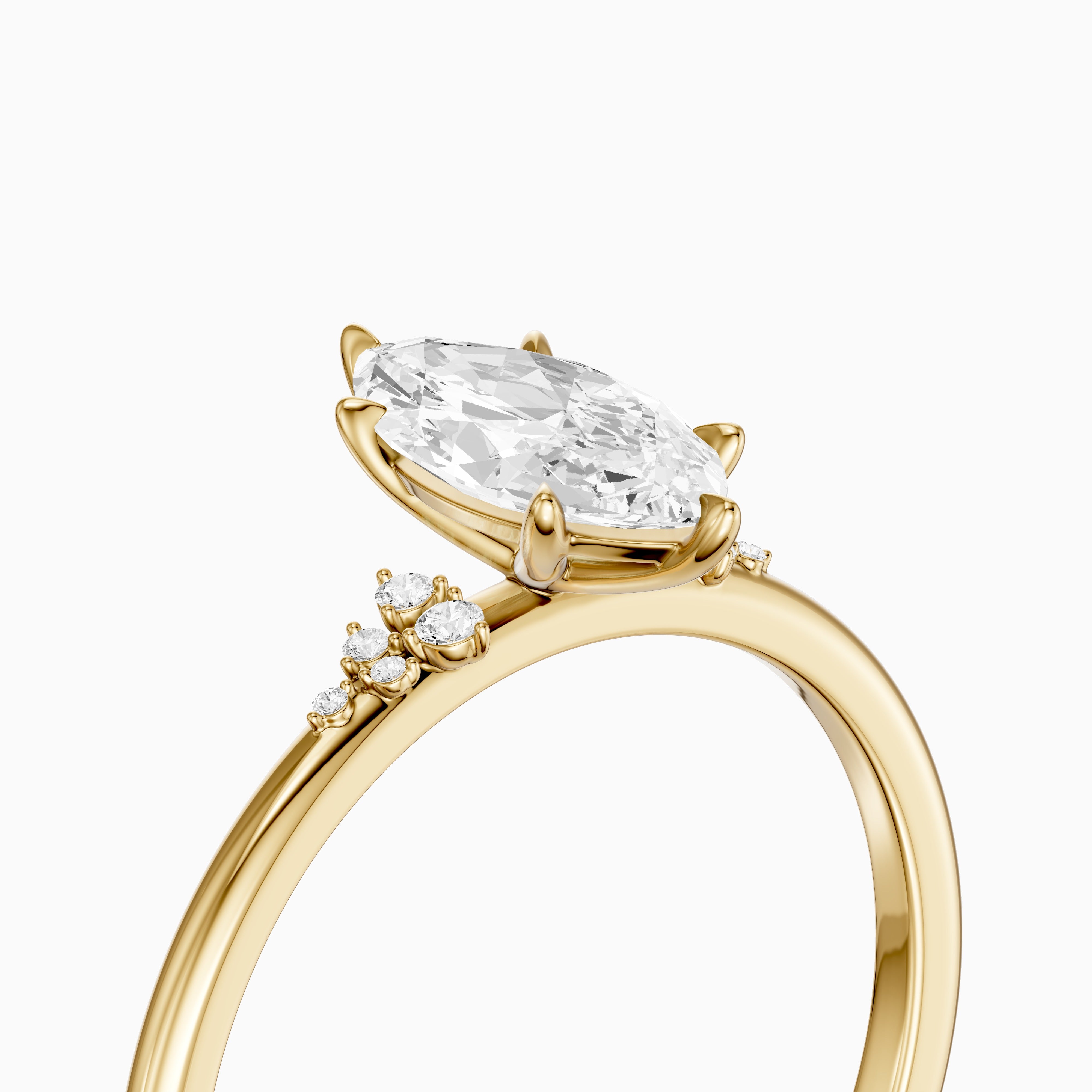 Jaycee Vintage Inspired Marquise Cut Side Stone Moissanite Diamond Ring