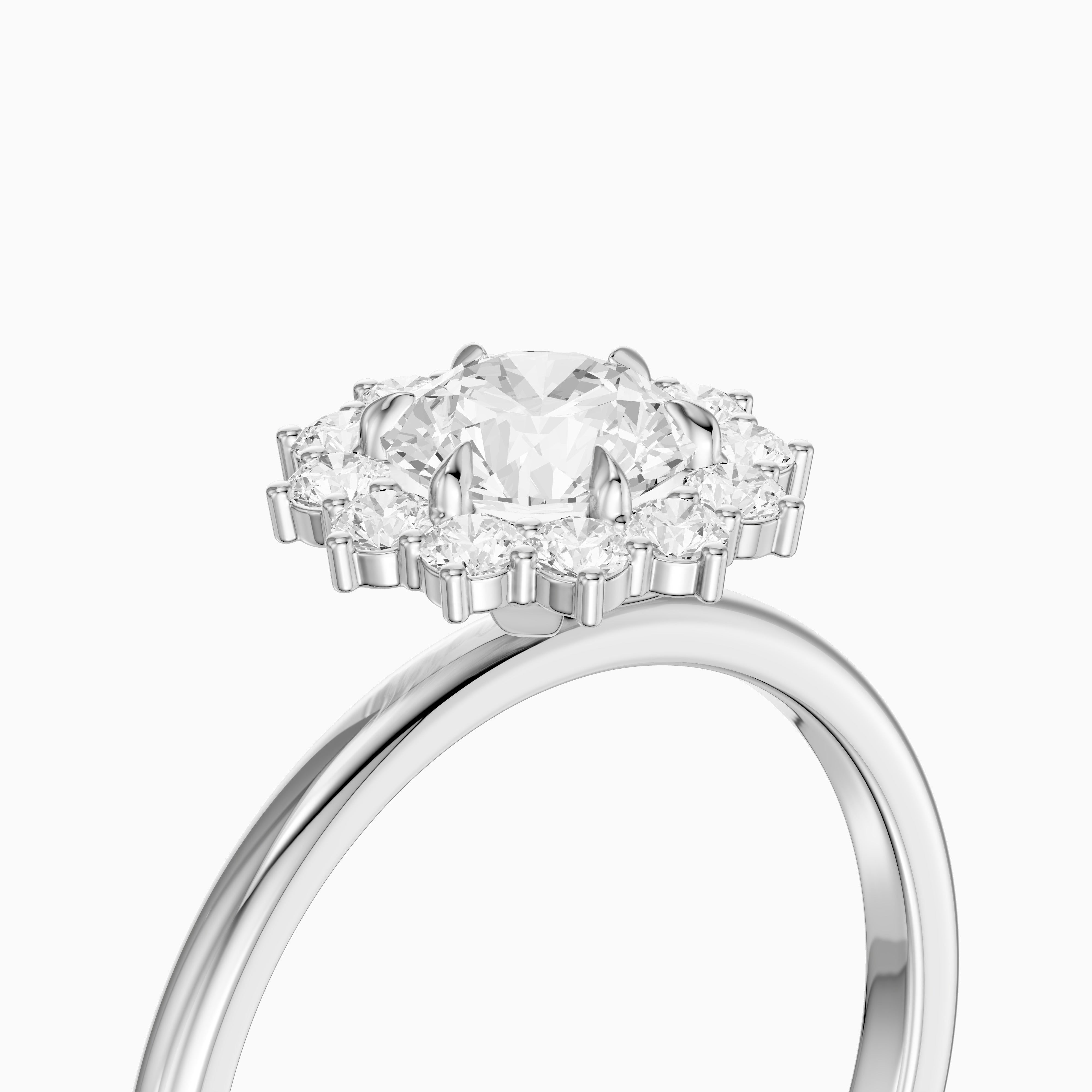 Jordie Round Cut Vintage Inspired Halo Moissanite Diamond Ring