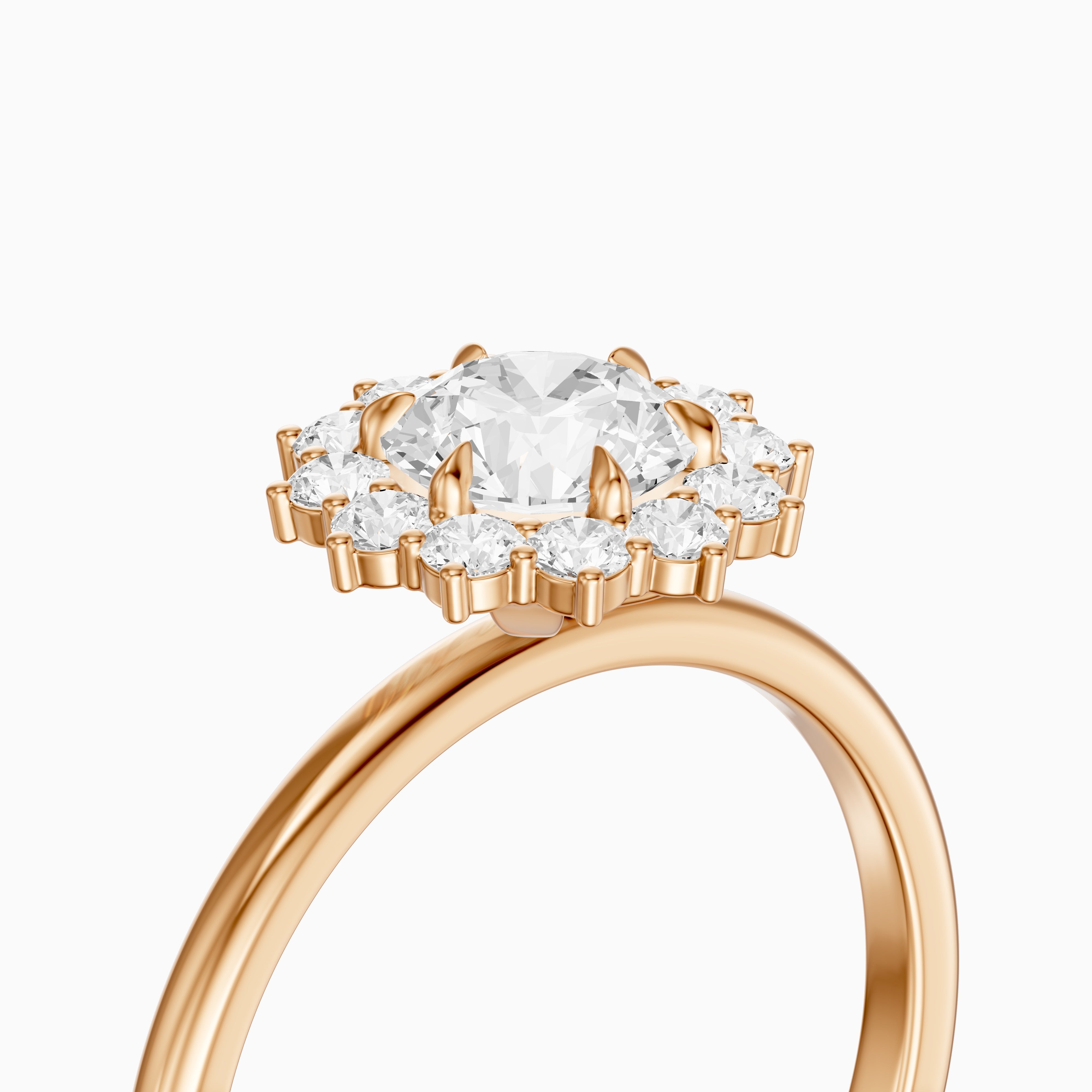 Jordie Round Cut Vintage Inspired Halo Moissanite Diamond Ring