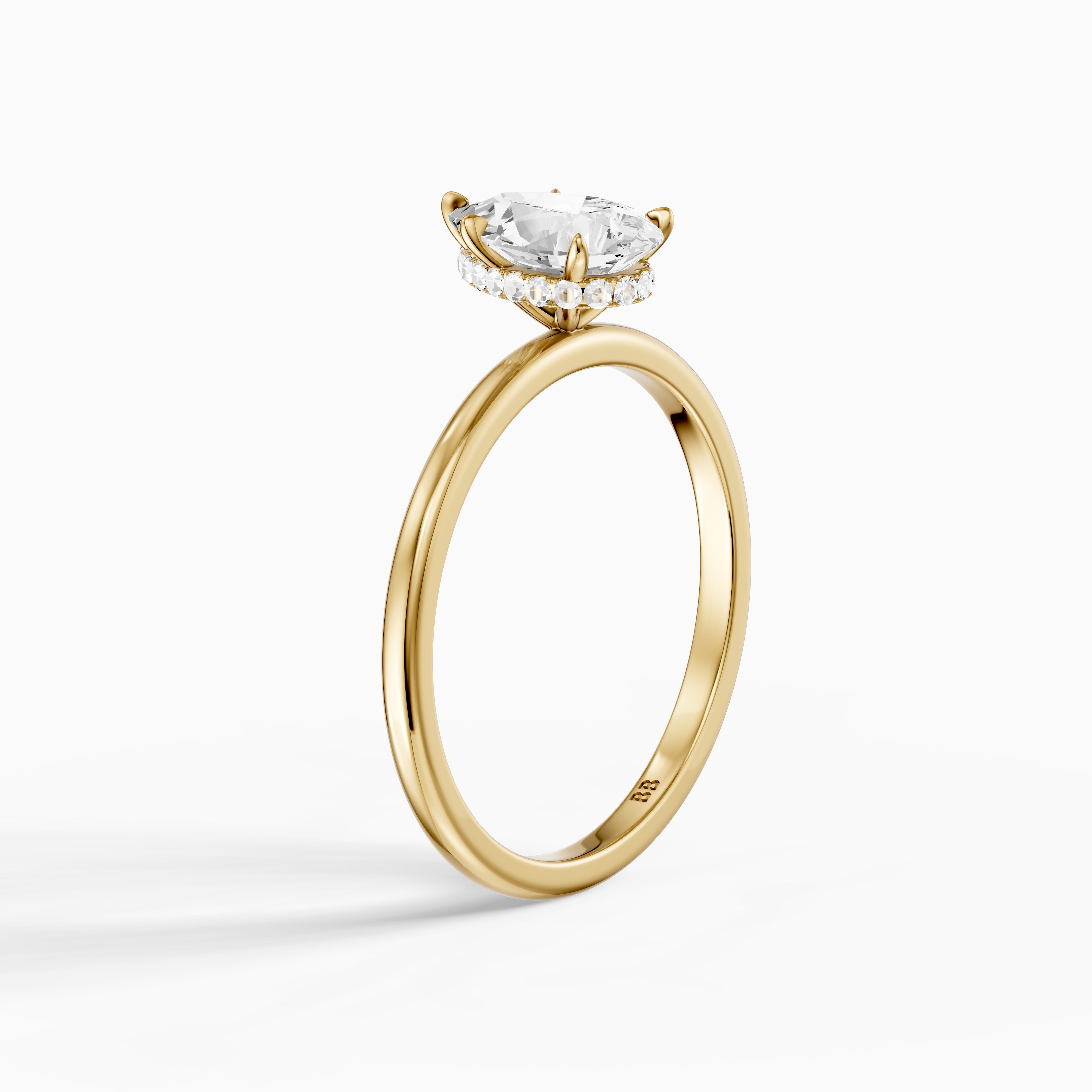 Kadira 5 Prong Pear Cut Hidden Halo Moissanite Diamond Ring