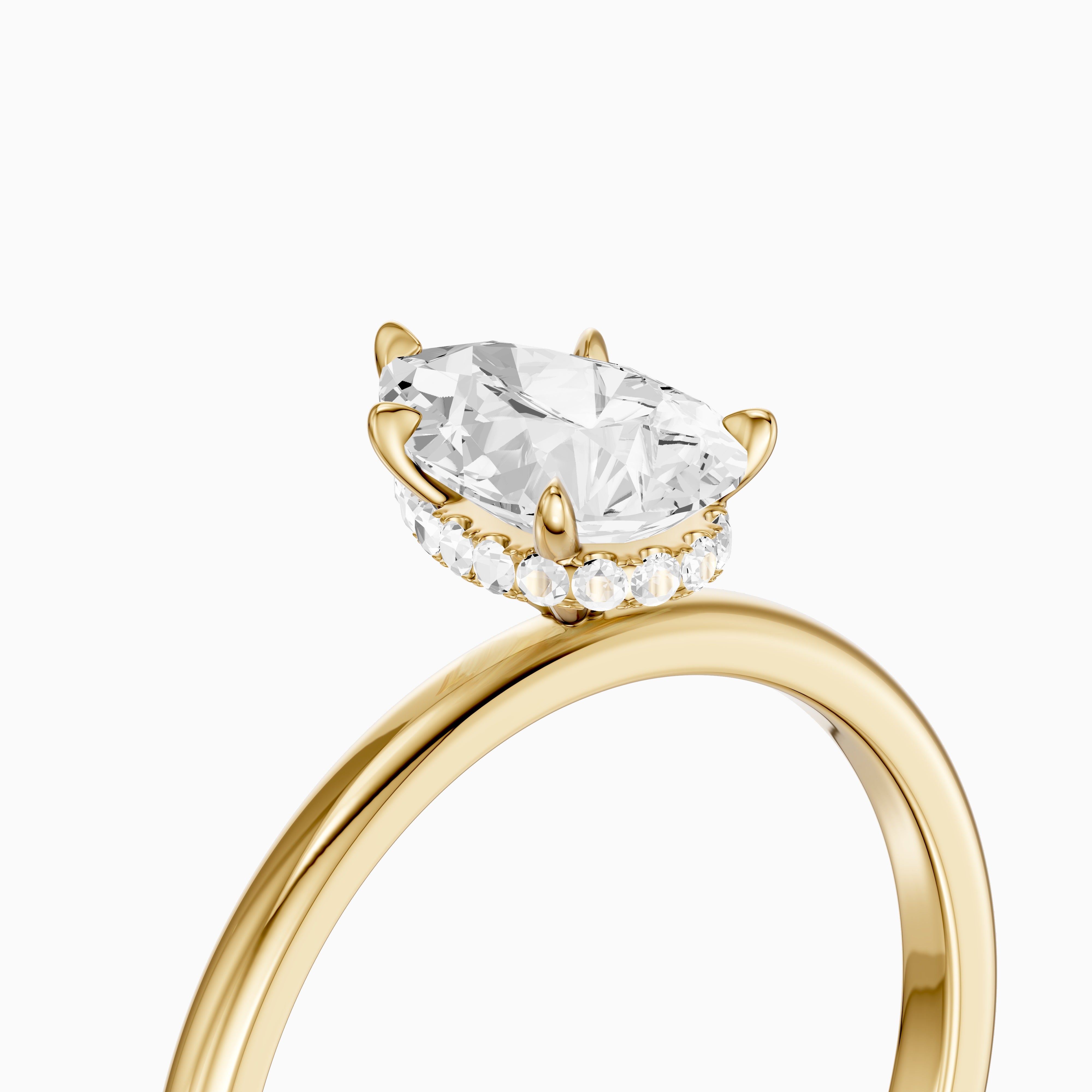 Kadira 5 Prong Pear Cut Hidden Halo Moissanite Diamond Ring