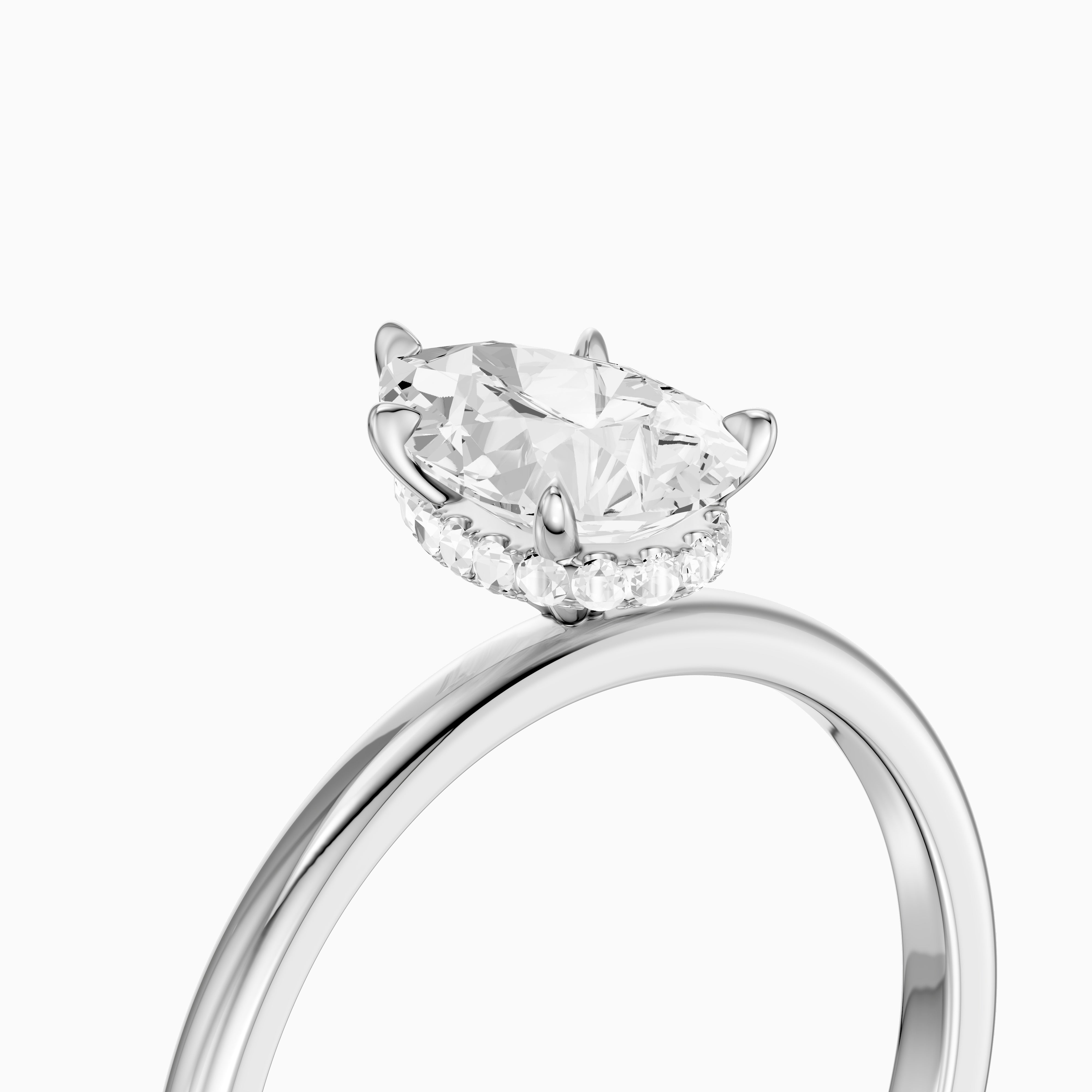 Kadira 5 Prong Pear Cut Hidden Halo Moissanite Diamond Ring