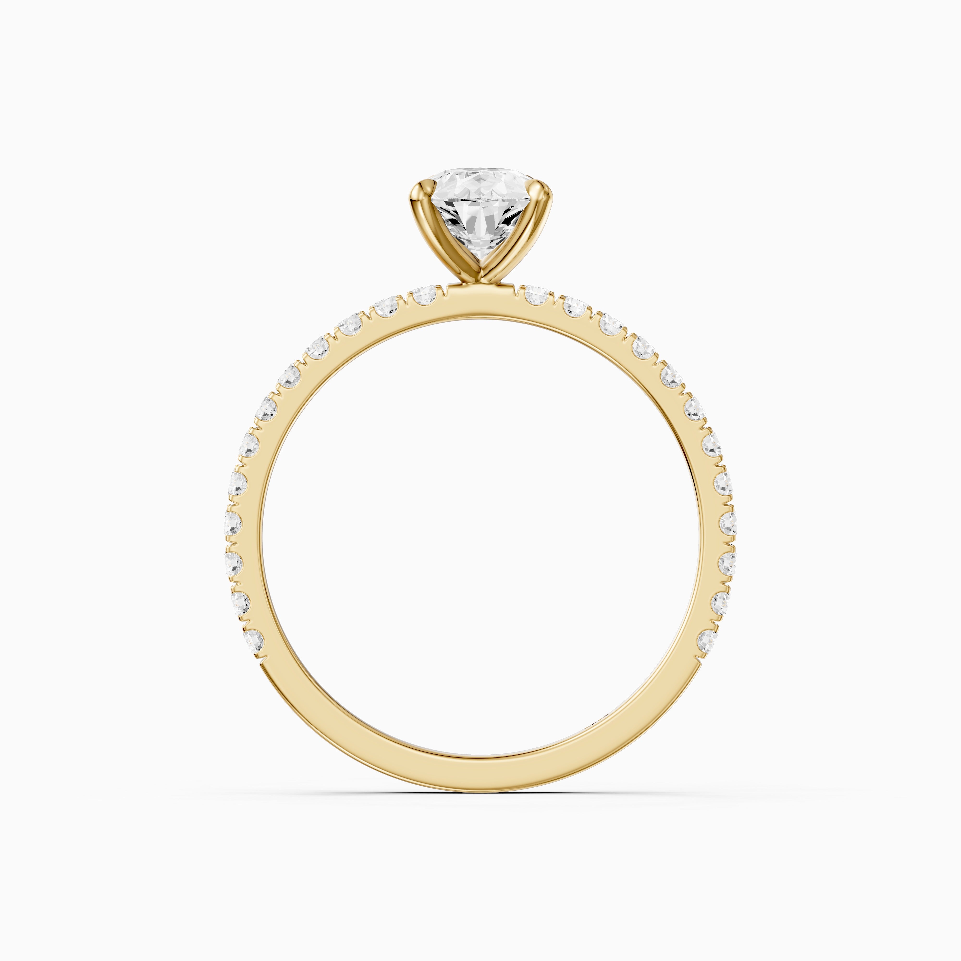 Kailey 5 Prong Pear Cut Pave Side Stone Moissanite Diamond Ring