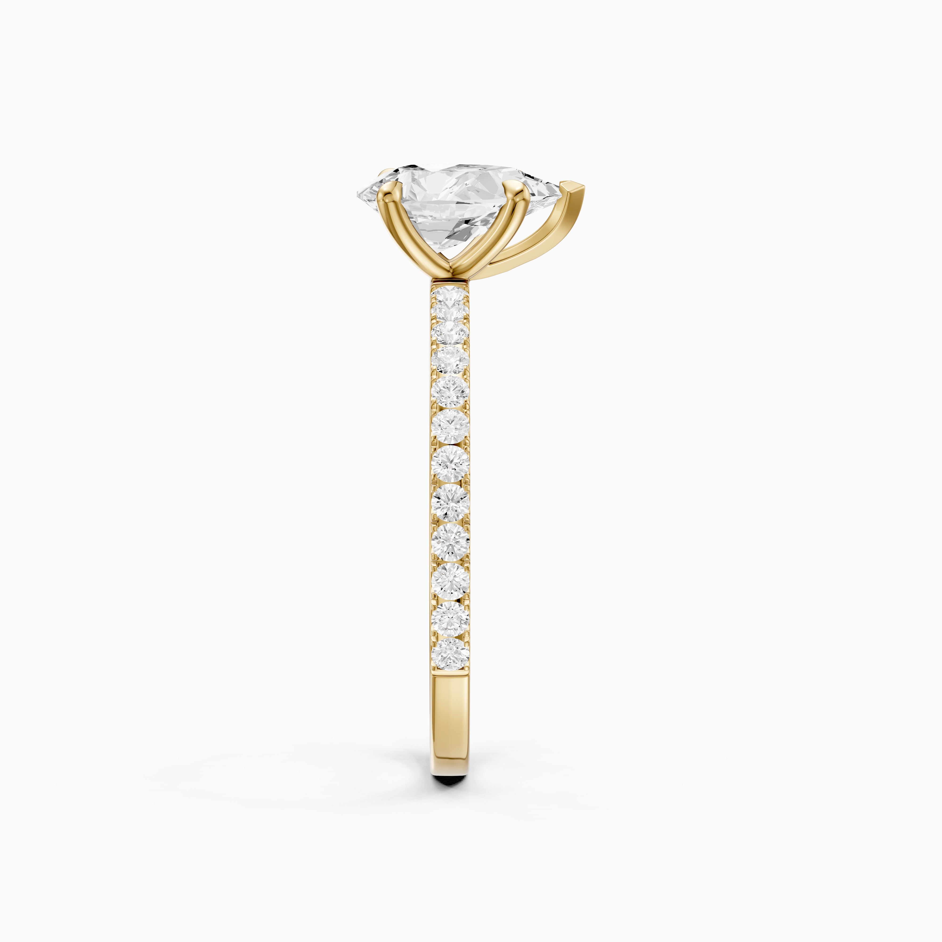 Kailey 5 Prong Pear Cut Pave Side Stone Moissanite Diamond Ring