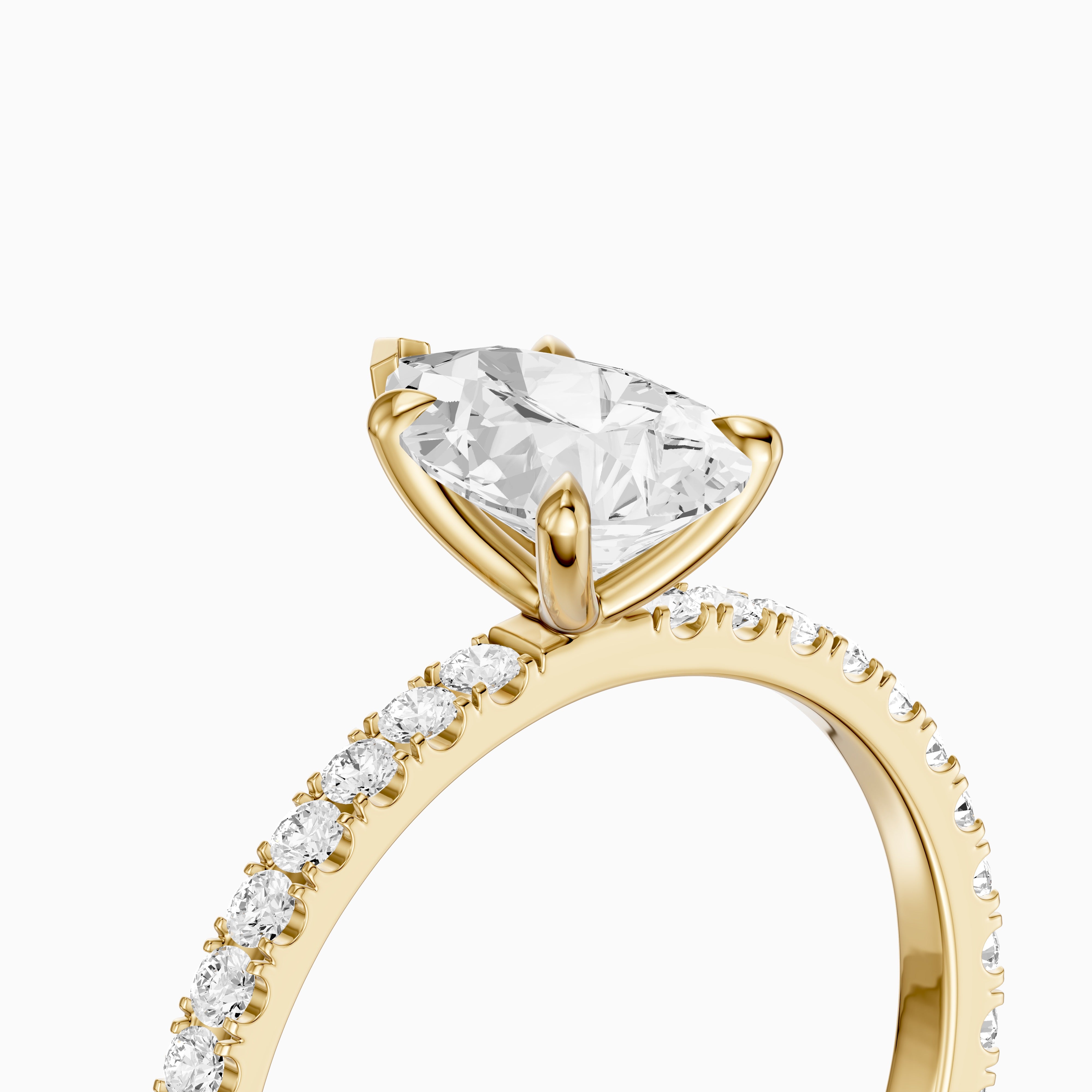 Kailey 5 Prong Pear Cut Pave Side Stone Moissanite Diamond Ring