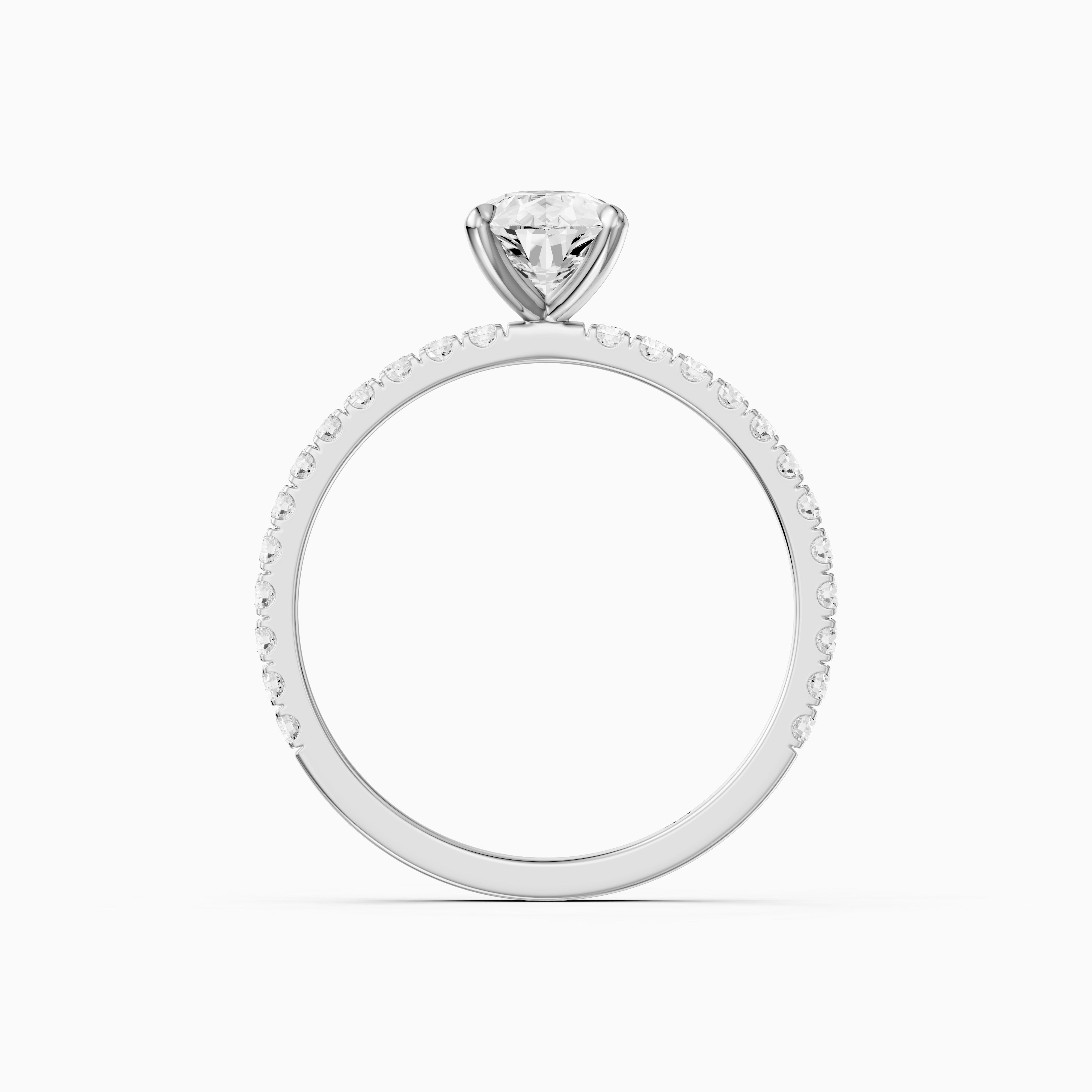 Kailey 5 Prong Pear Cut Pave Side Stone Moissanite Diamond Ring