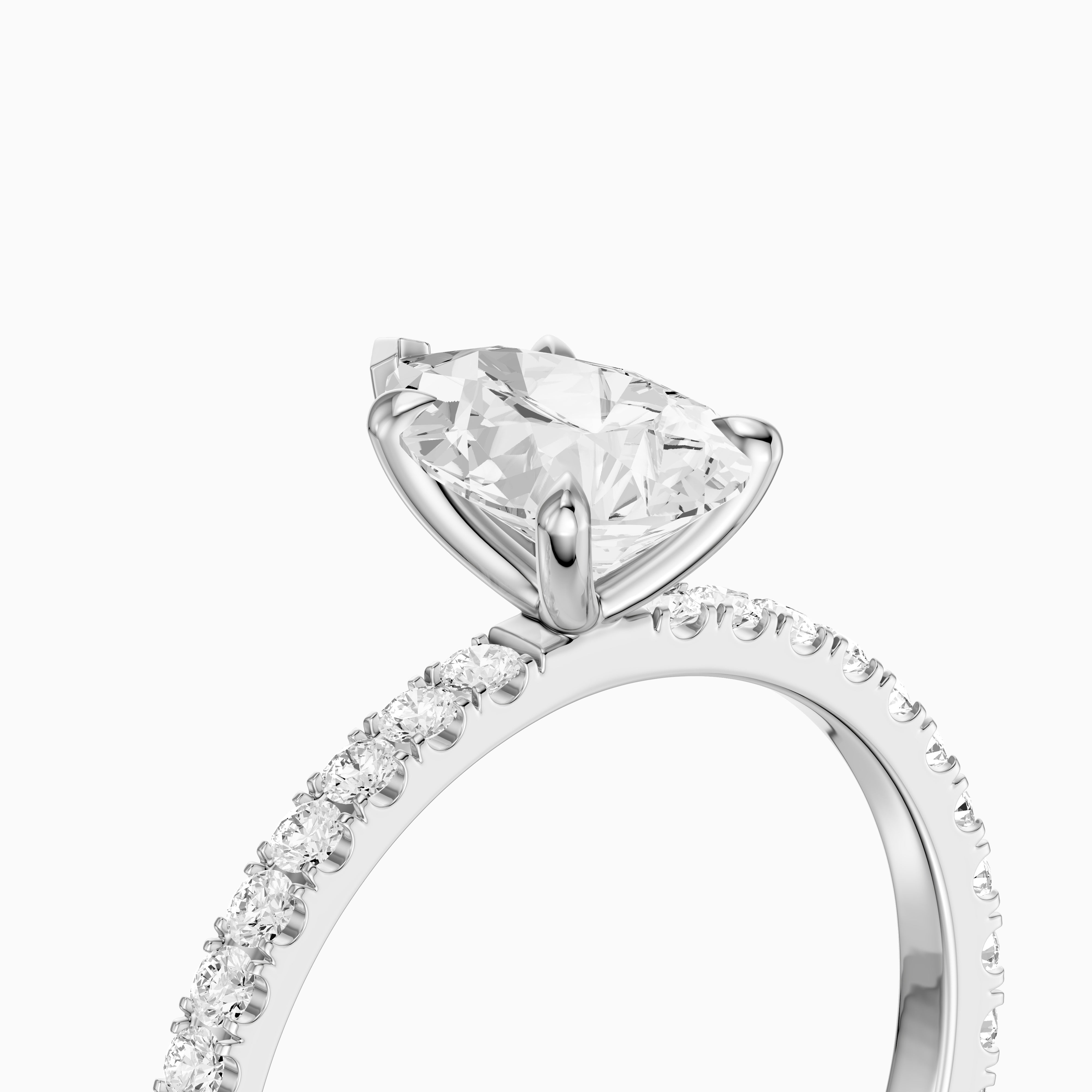 Kailey 5 Prong Pear Cut Pave Side Stone Moissanite Diamond Ring