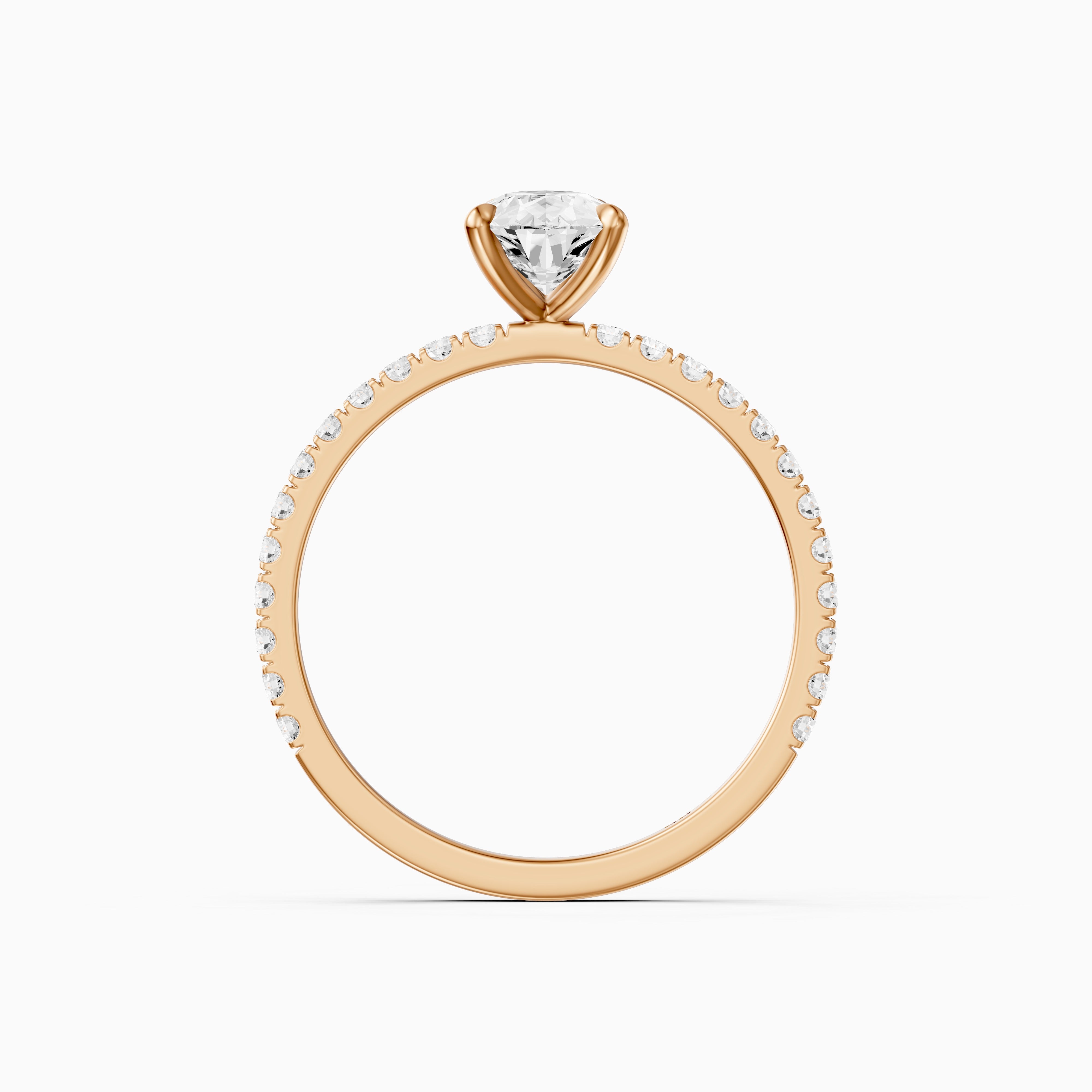 Kailey 5 Prong Pear Cut Pave Side Stone Moissanite Diamond Ring