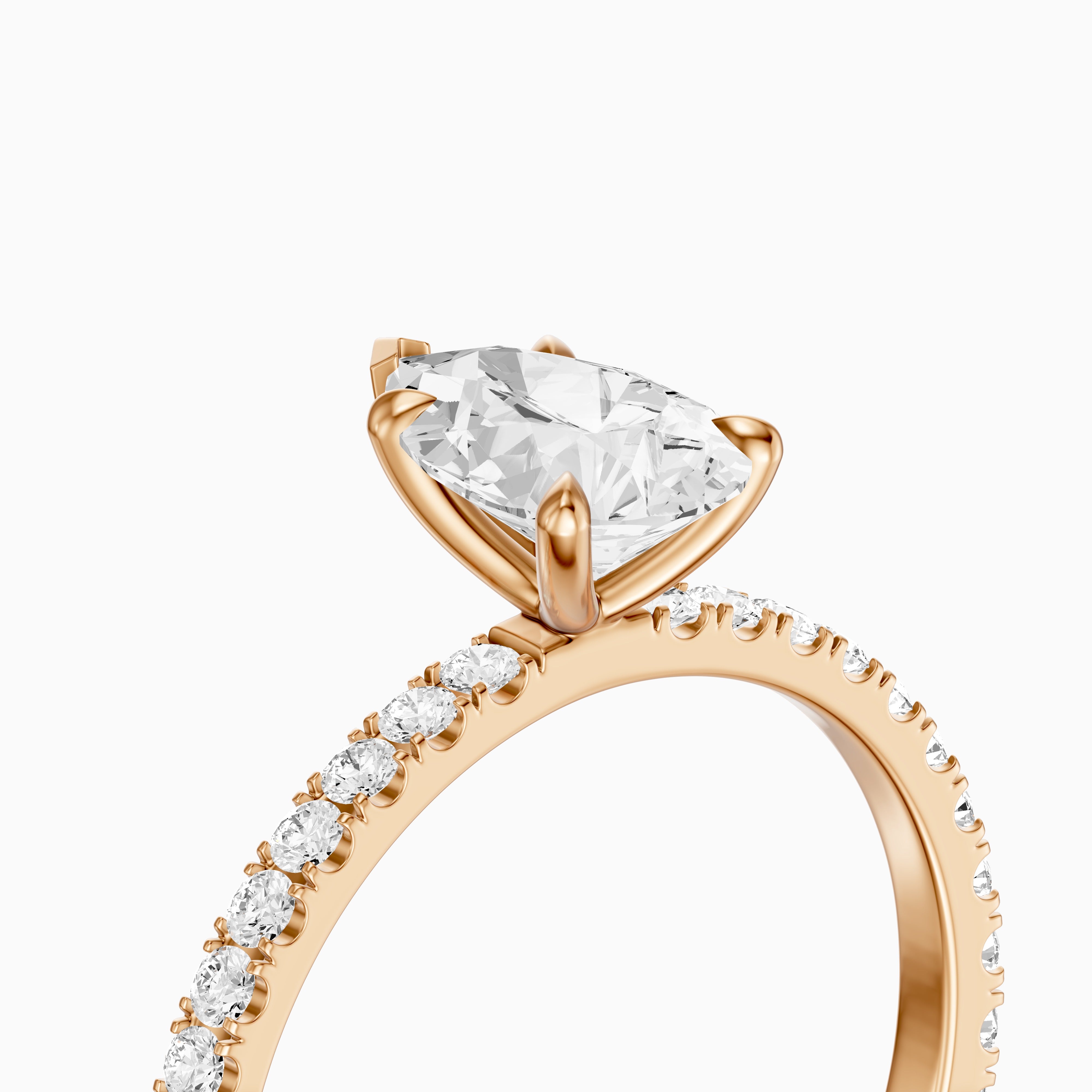 Kailey 5 Prong Pear Cut Pave Side Stone Moissanite Diamond Ring