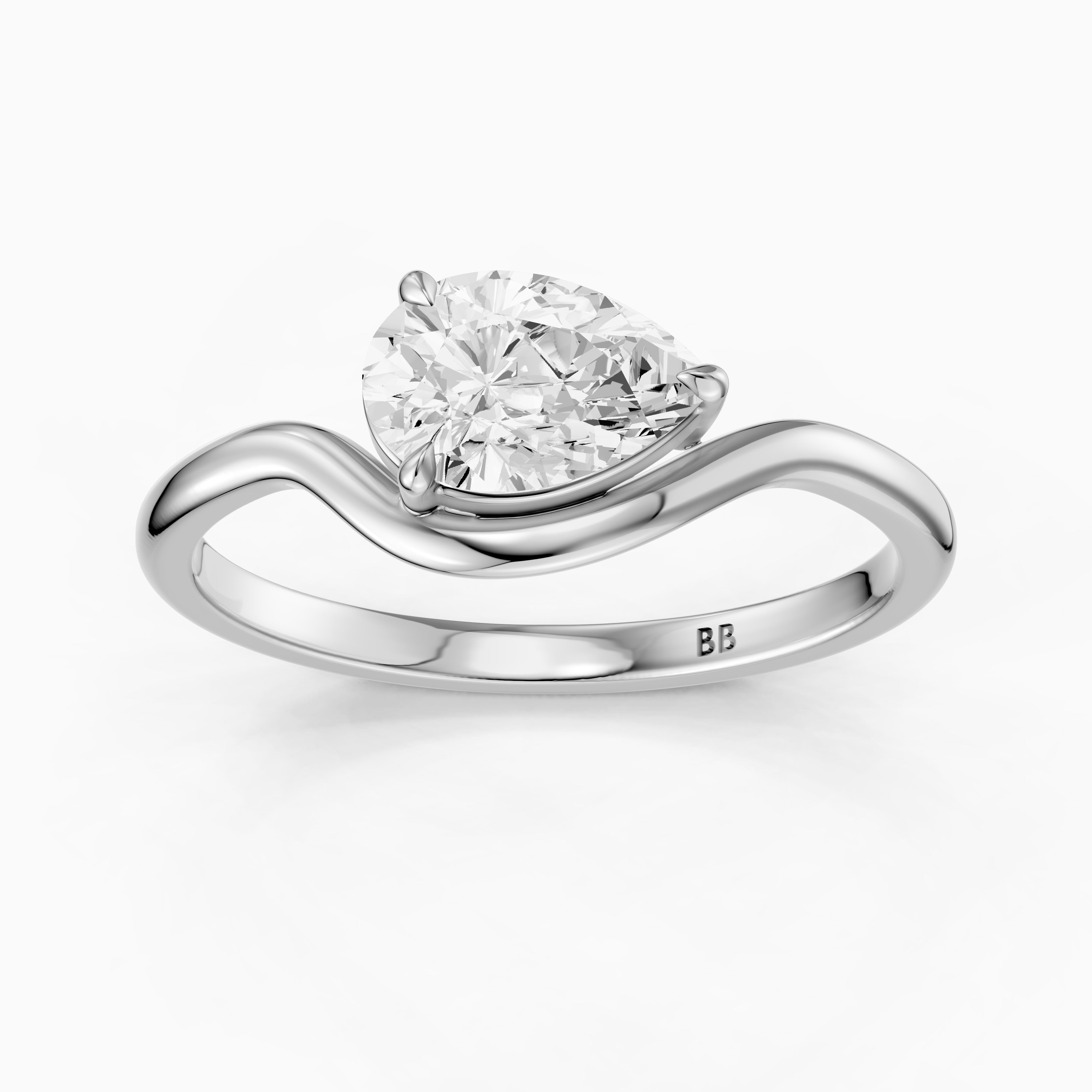 Kamila Pear Cut East West Moissanite Diamond Ring