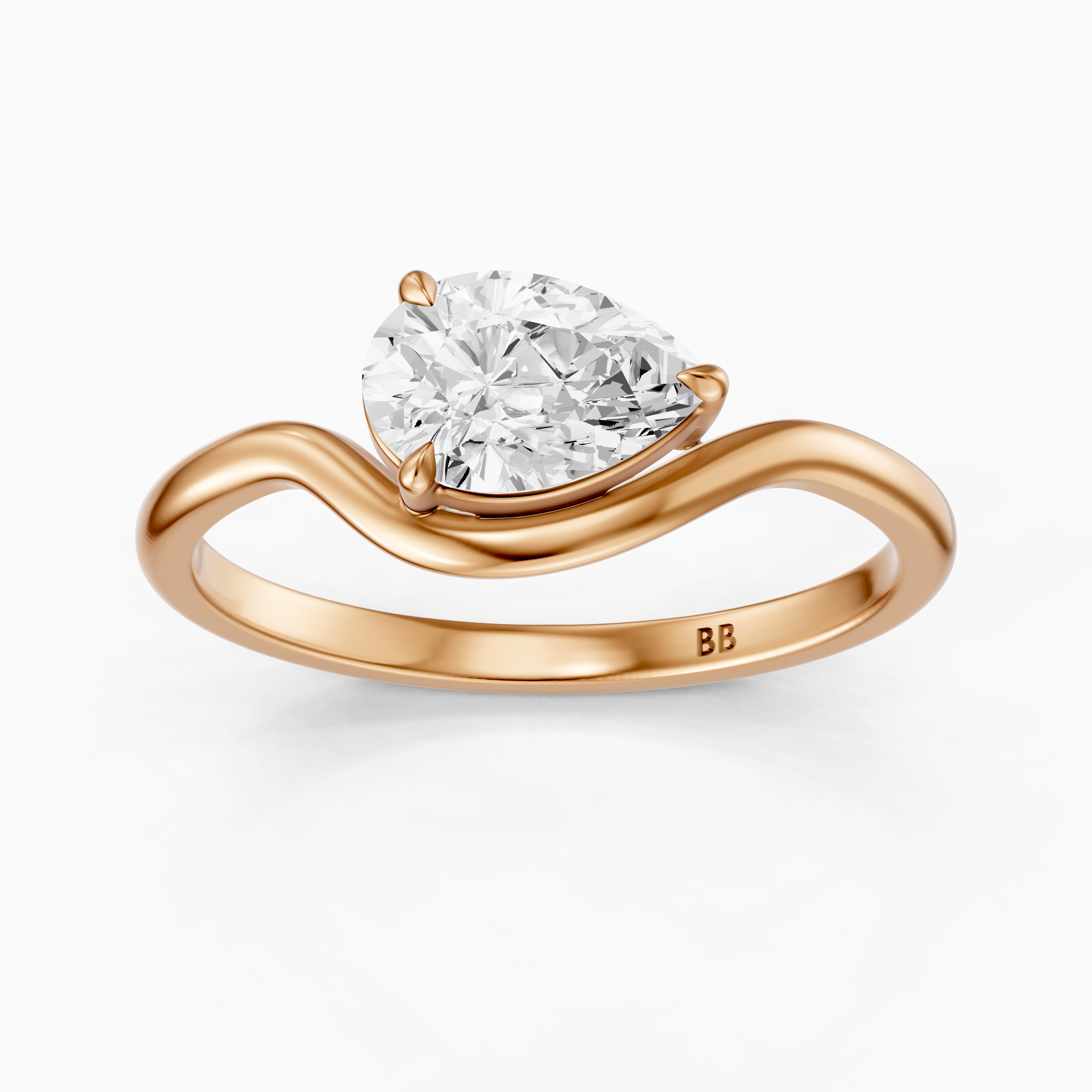 Kamila Pear Cut East West Moissanite Diamond Ring