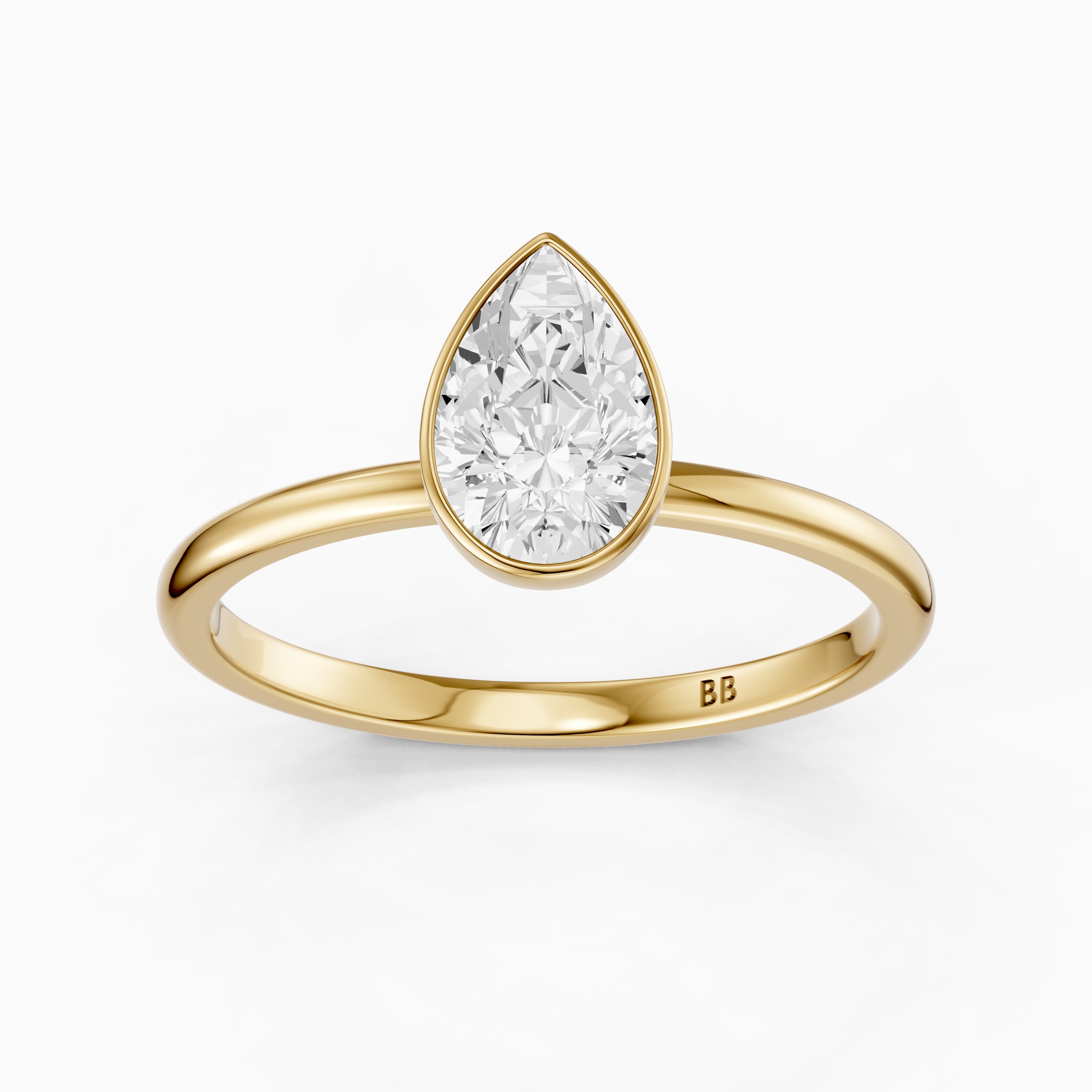 Kassia Pear Cut Bezel Set Solitaire Lab Grown Diamond Ring