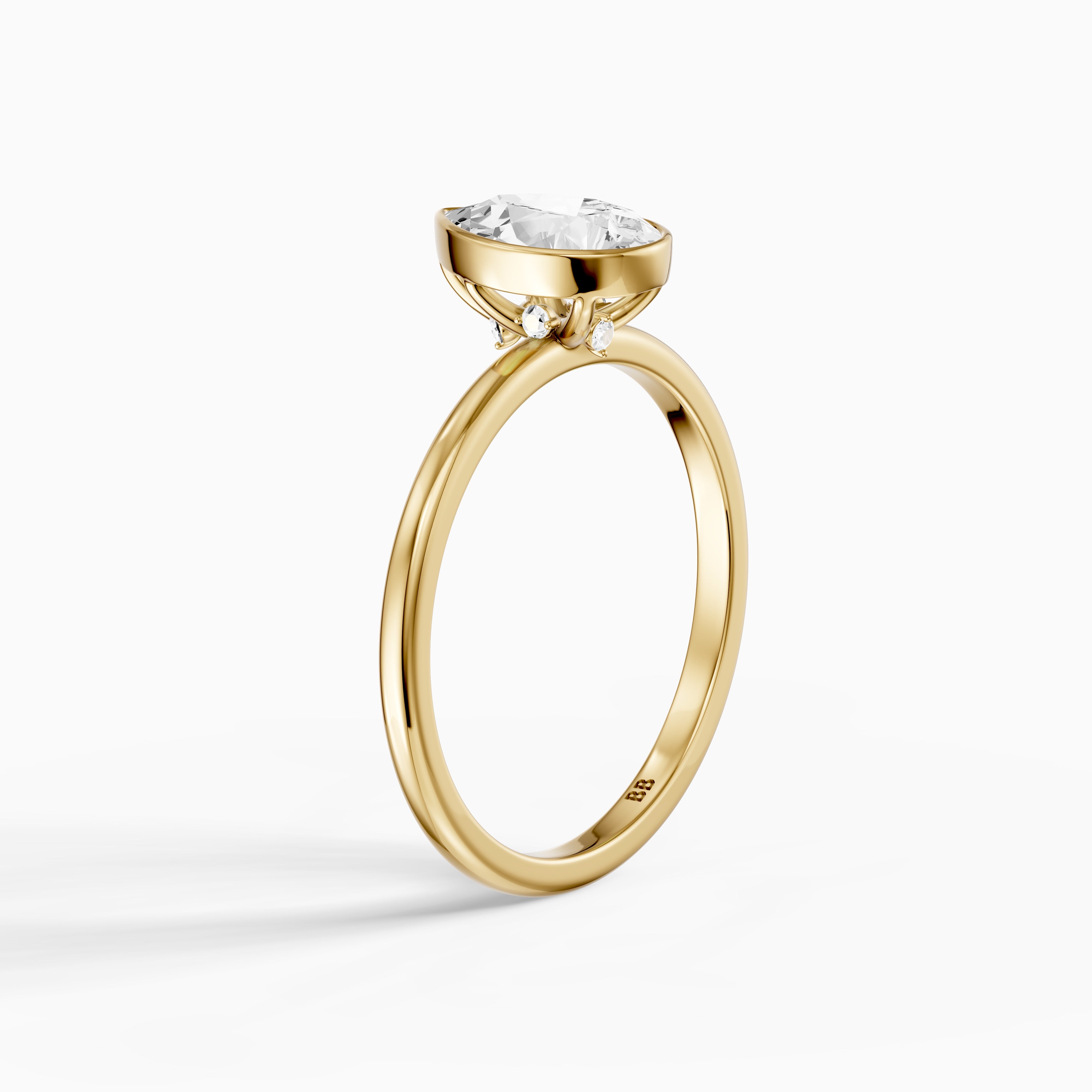 Kassia Pear Cut Bezel Set Solitaire Lab Grown Diamond Ring