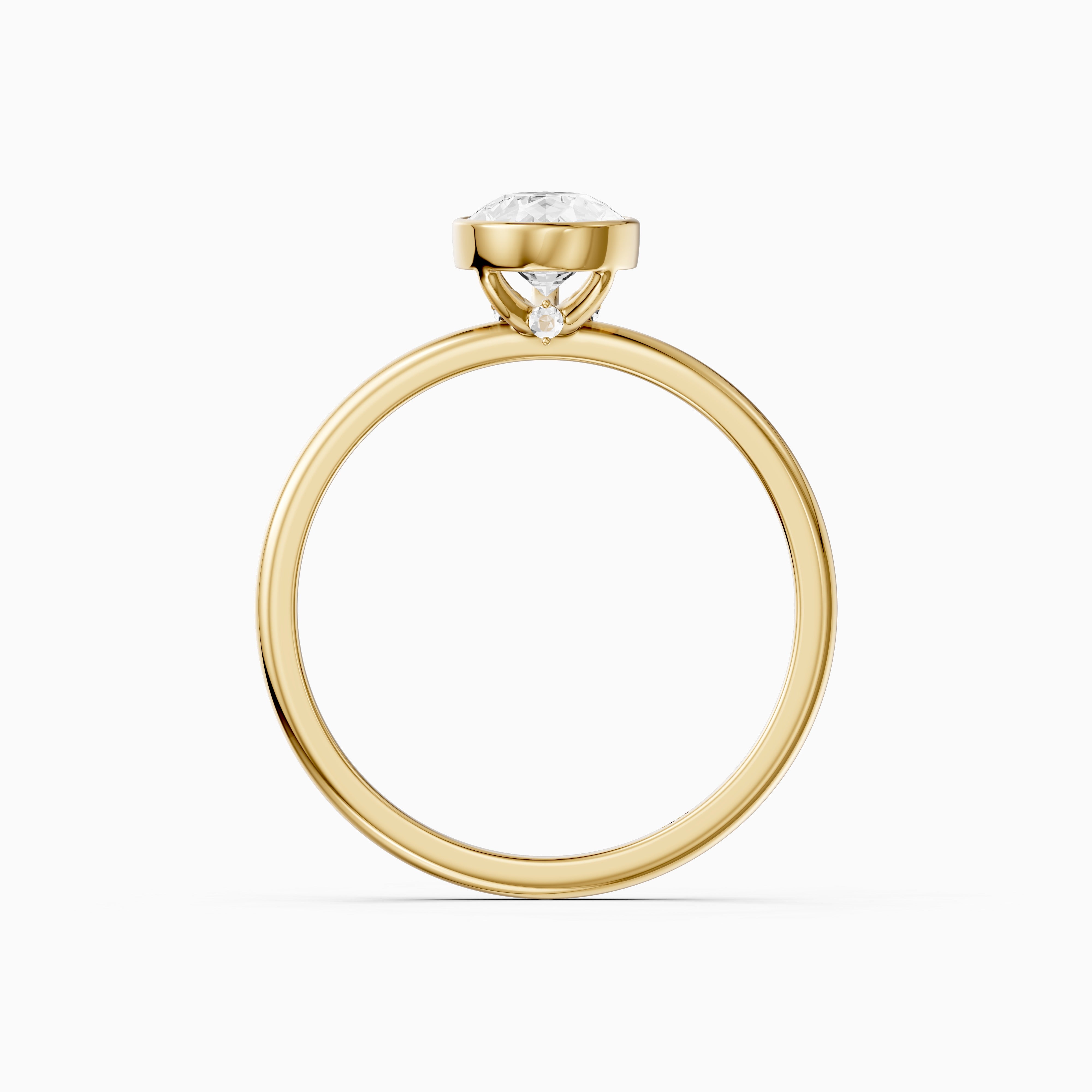 Kassia Pear Cut Bezel Set Solitaire Moissanite Diamond Ring