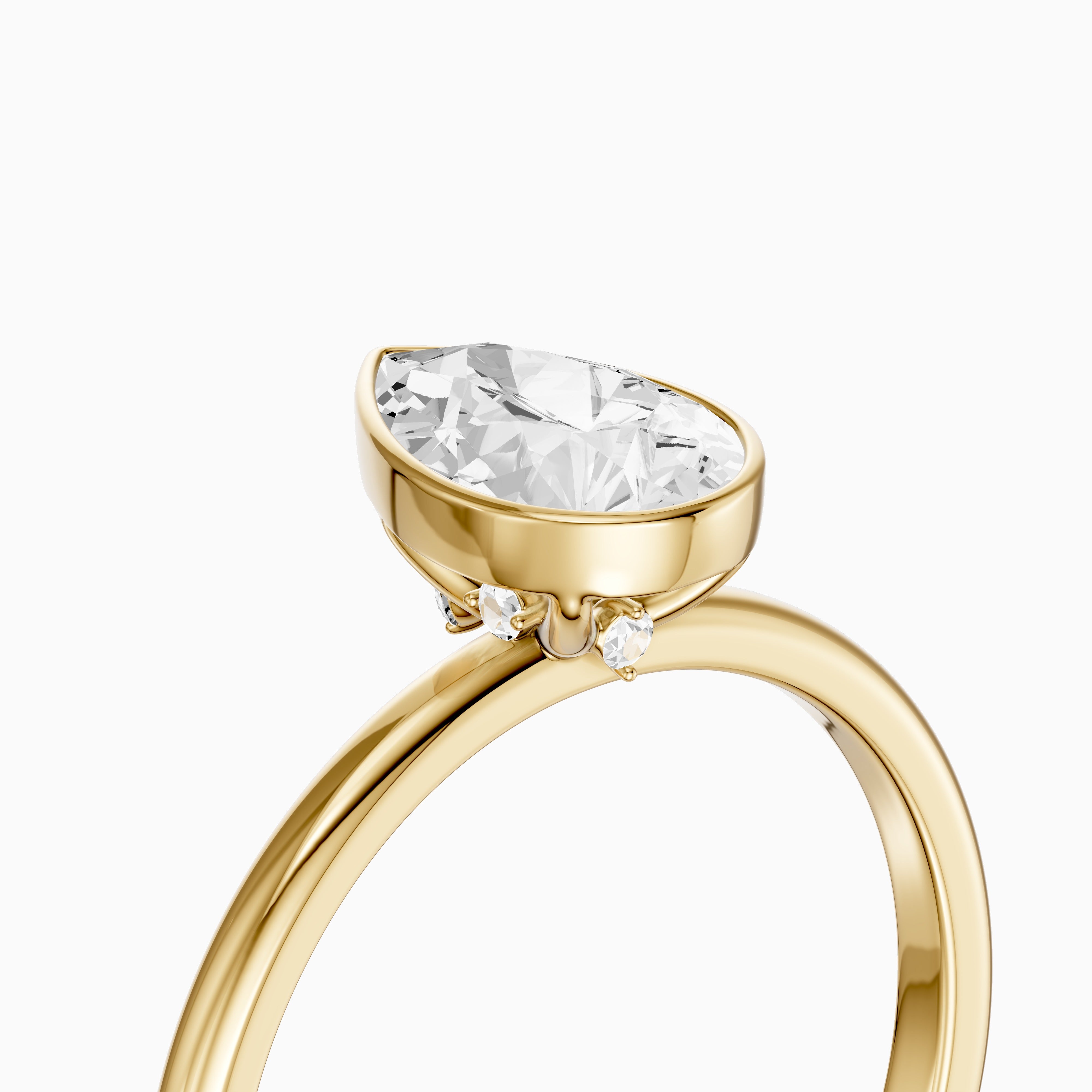 Kassia Pear Cut Bezel Set Solitaire Moissanite Diamond Ring