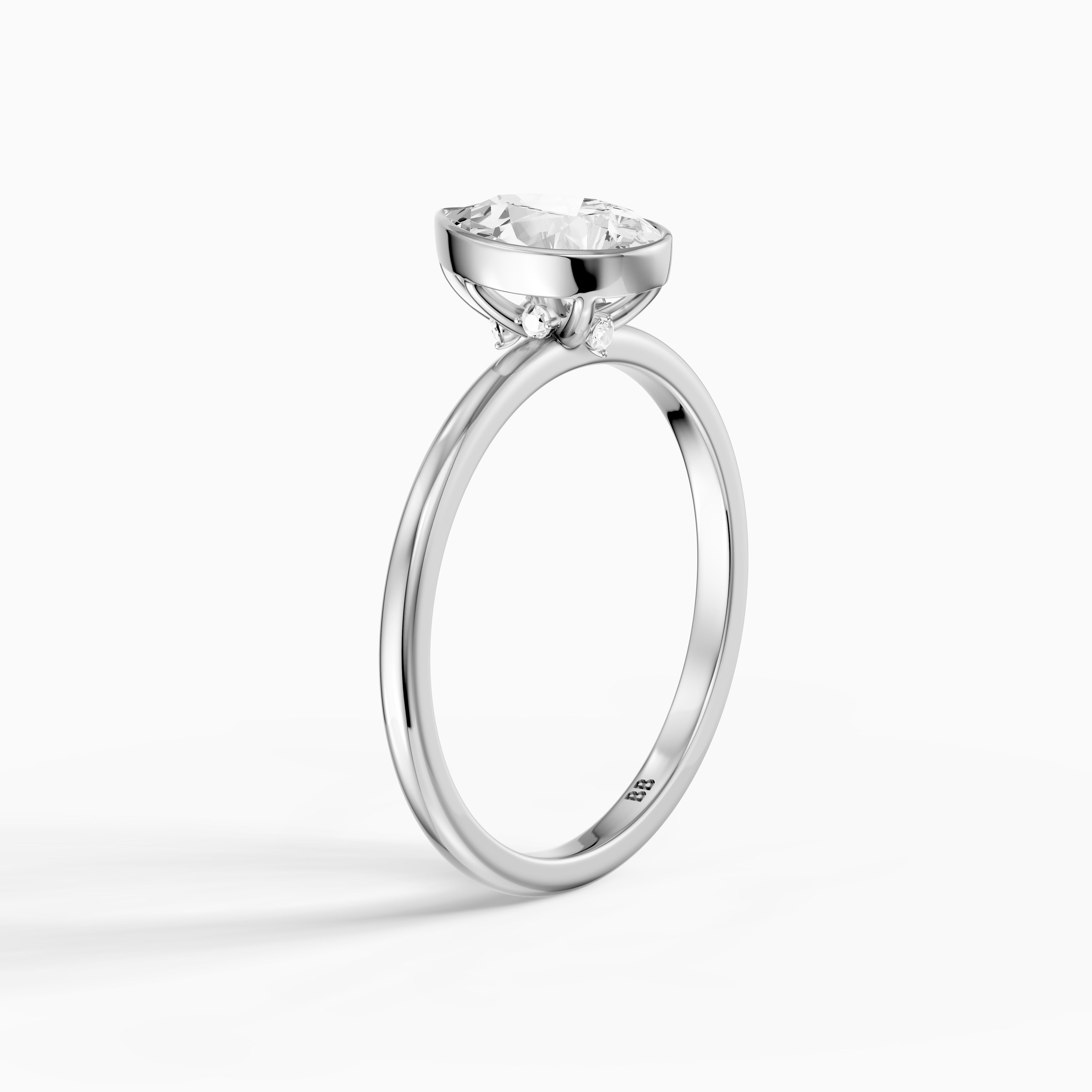 Kassia Pear Cut Bezel Set Solitaire Moissanite Diamond Ring