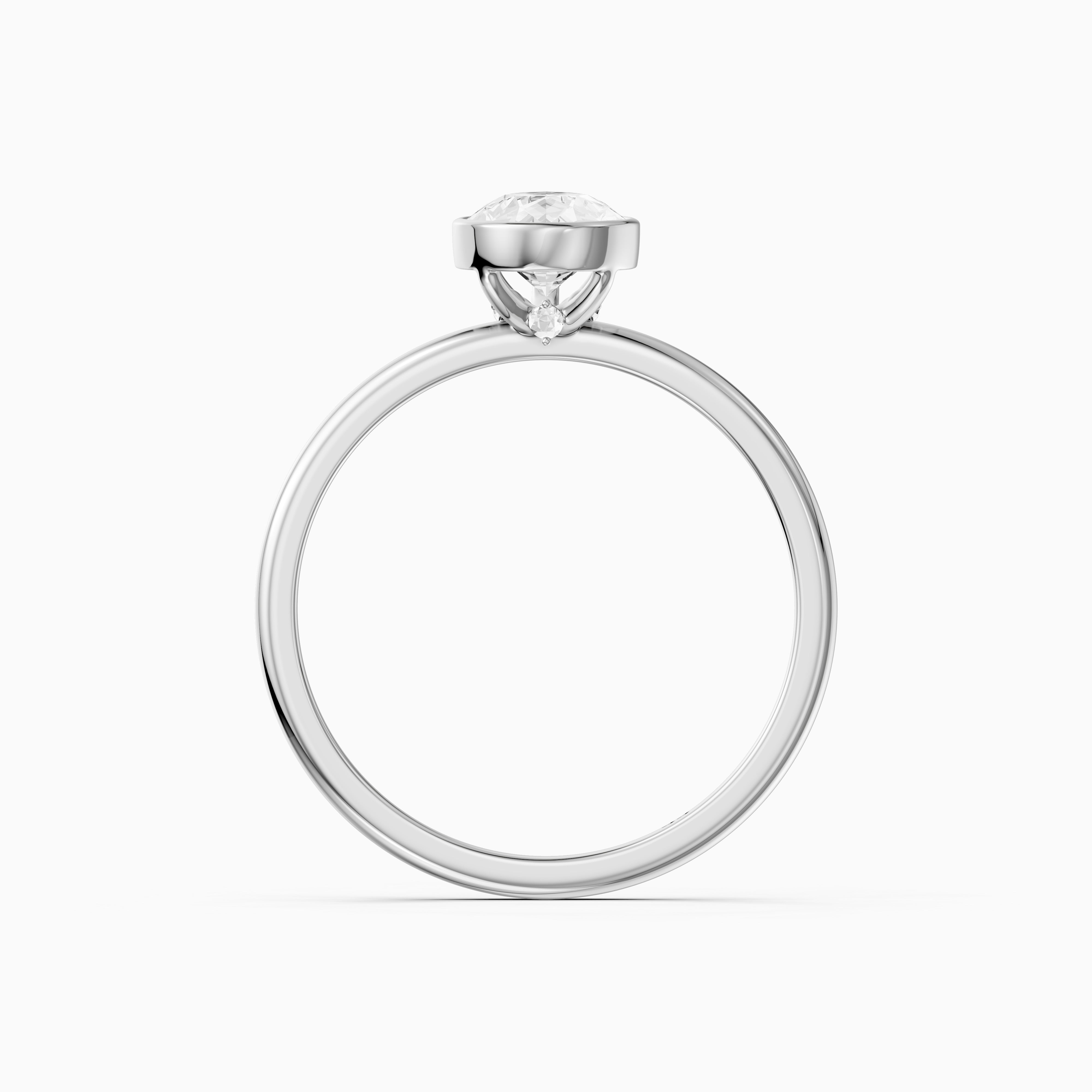 Kassia Pear Cut Bezel Set Solitaire Moissanite Diamond Ring