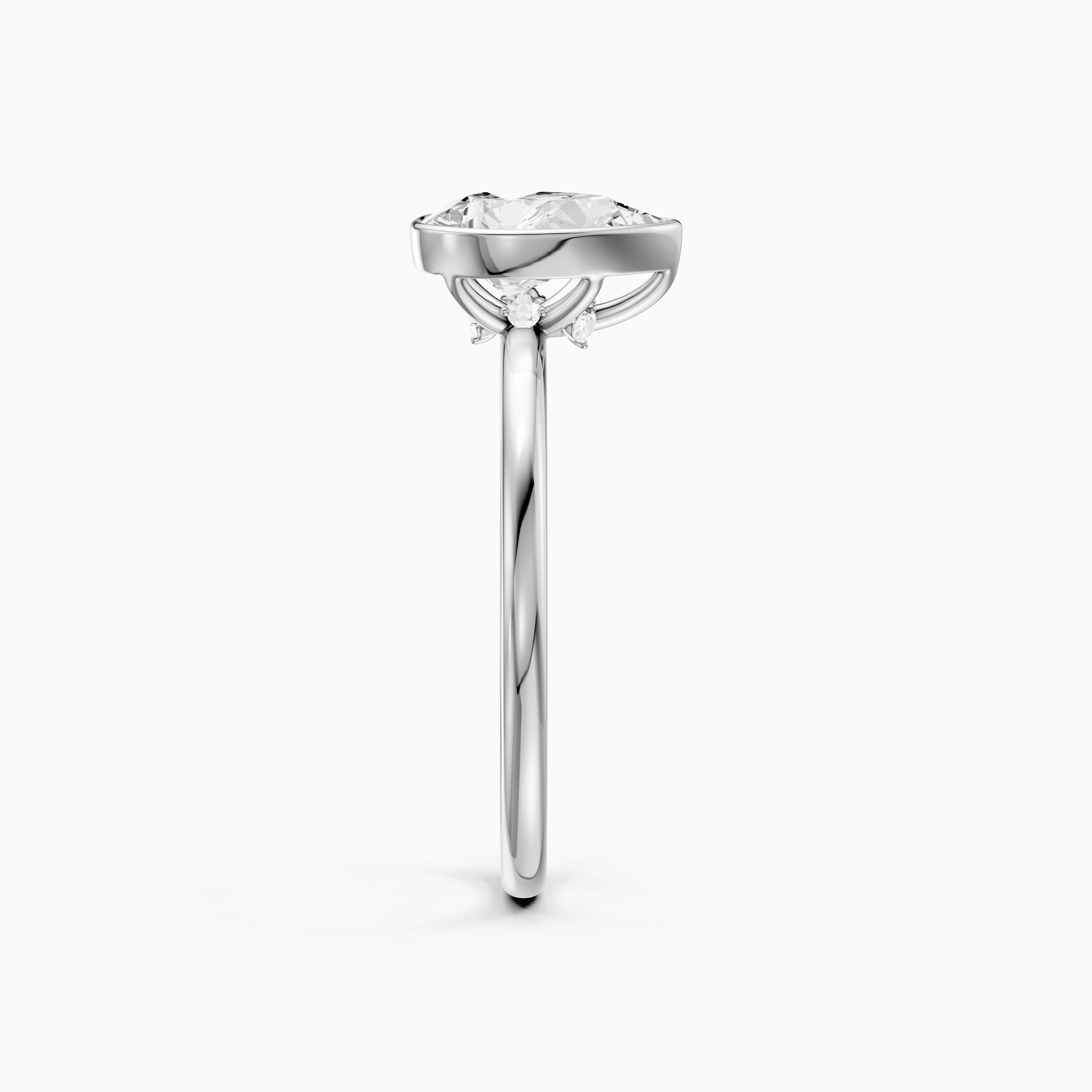 Kassia Pear Cut Bezel Set Solitaire Moissanite Diamond Ring