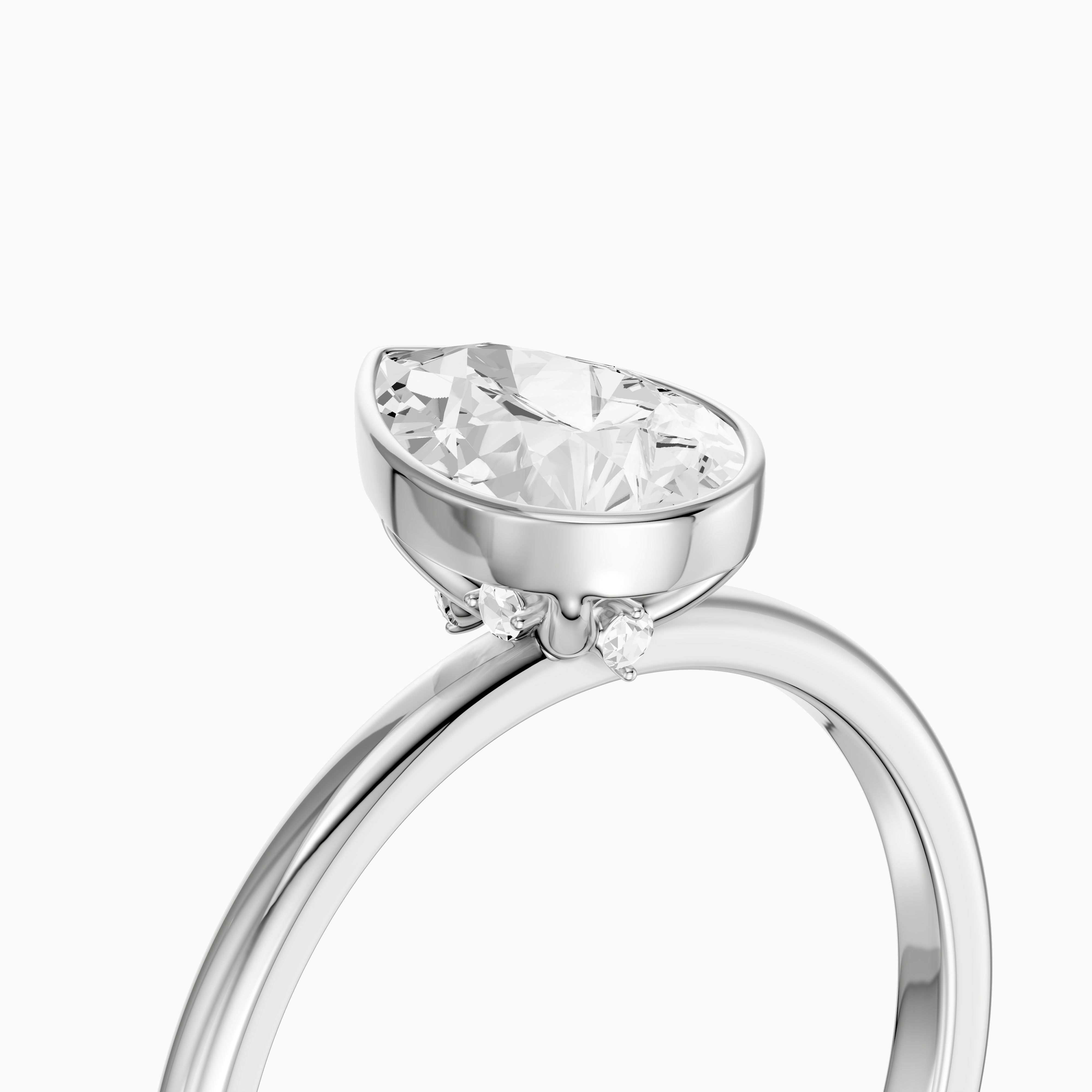Kassia Pear Cut Bezel Set Solitaire Moissanite Diamond Ring