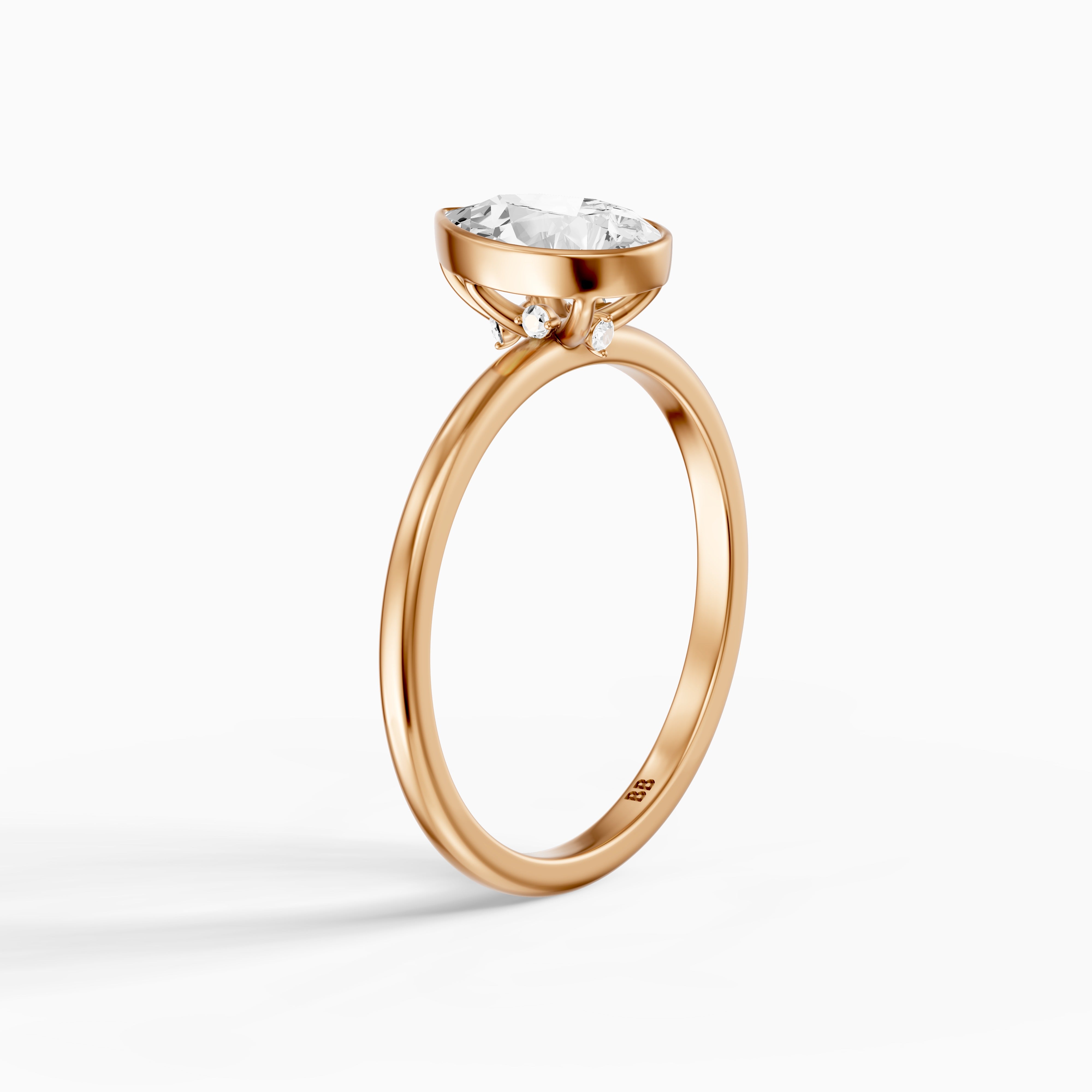 Kassia Pear Cut Bezel Set Solitaire Moissanite Diamond Ring