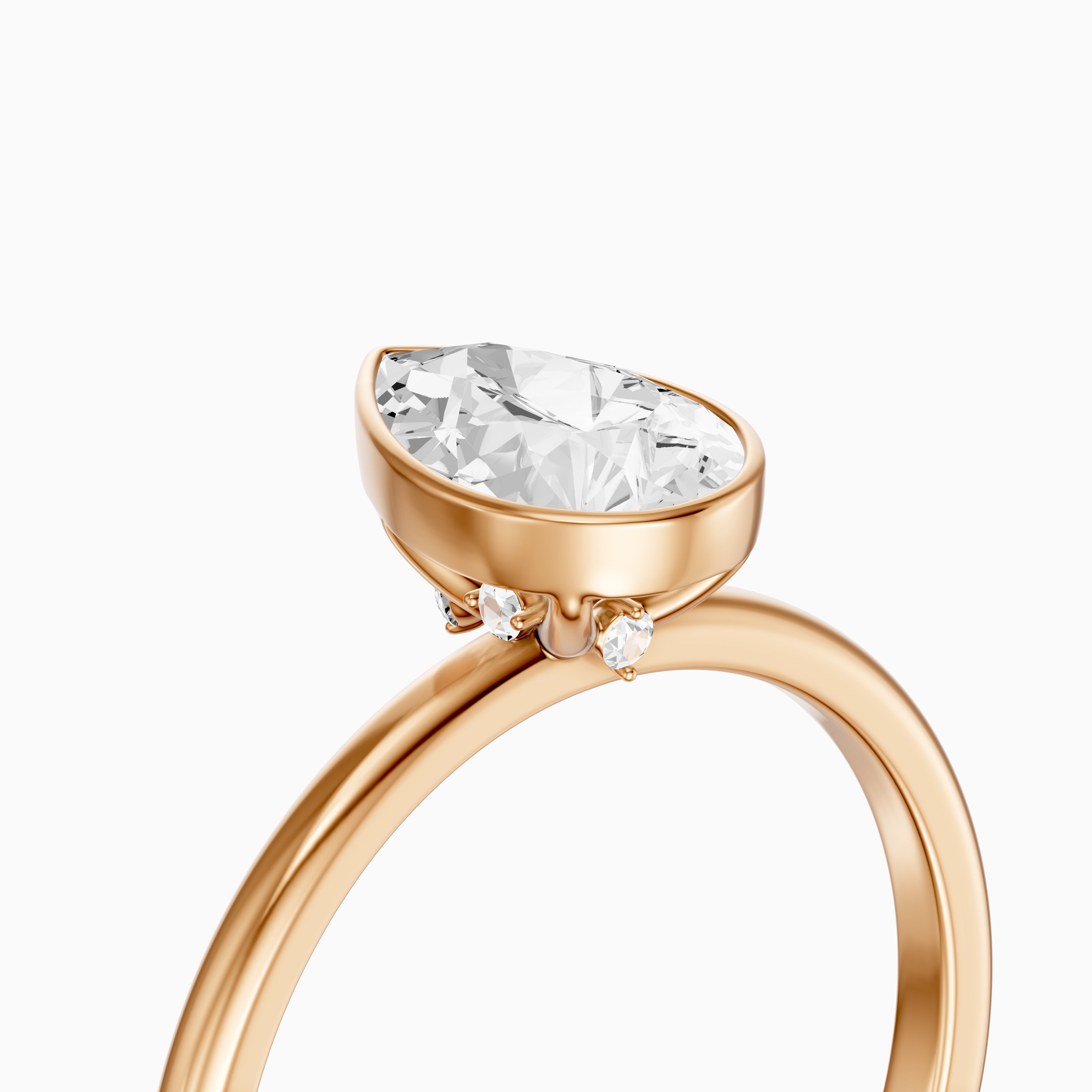 Kassia Pear Cut Bezel Set Solitaire Moissanite Diamond Ring