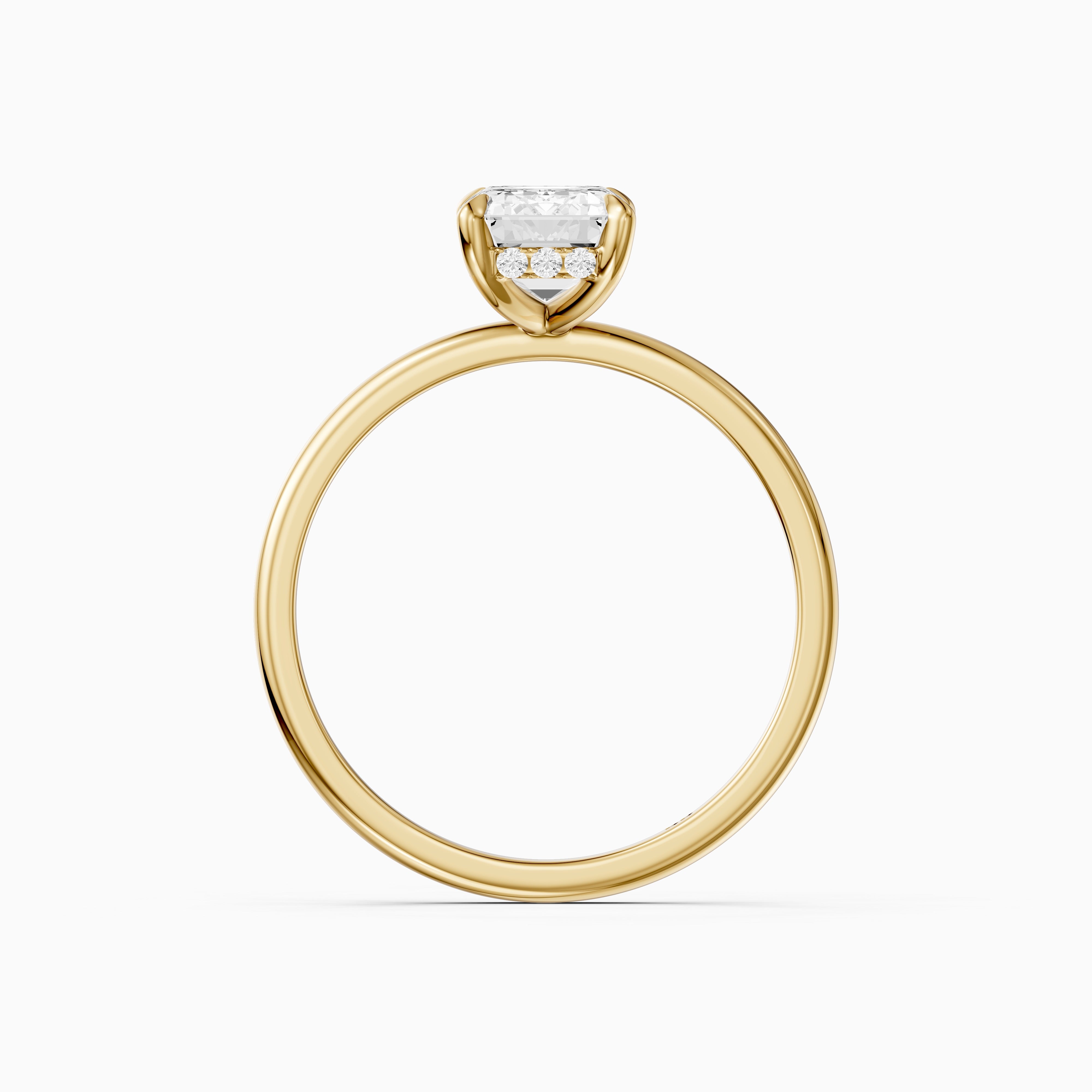 Sofia 4 Prong Emerald Cut Hidden Halo Moissanite Diamond Ring