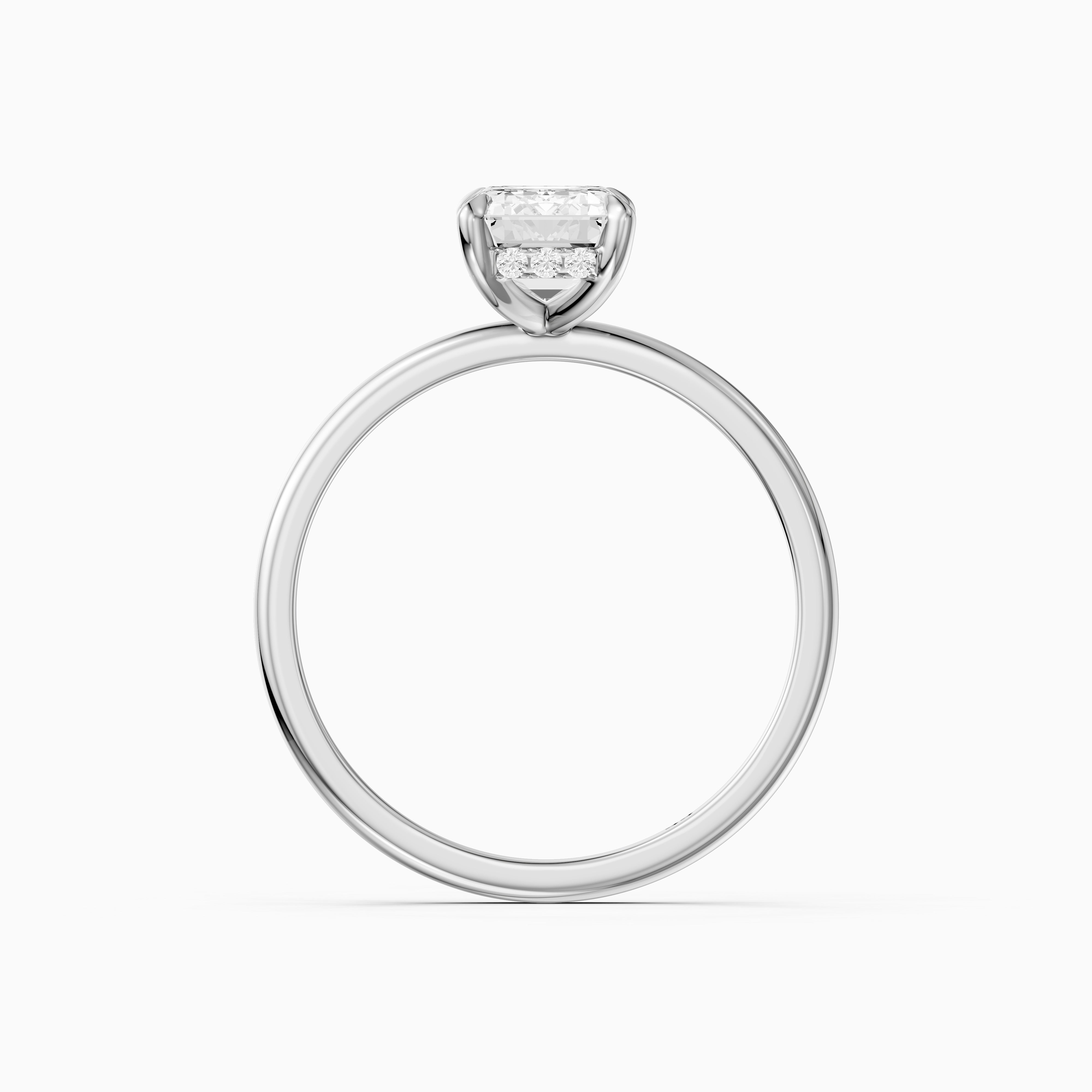 Sofia 4 Prong Emerald Cut Hidden Halo Moissanite Diamond Ring