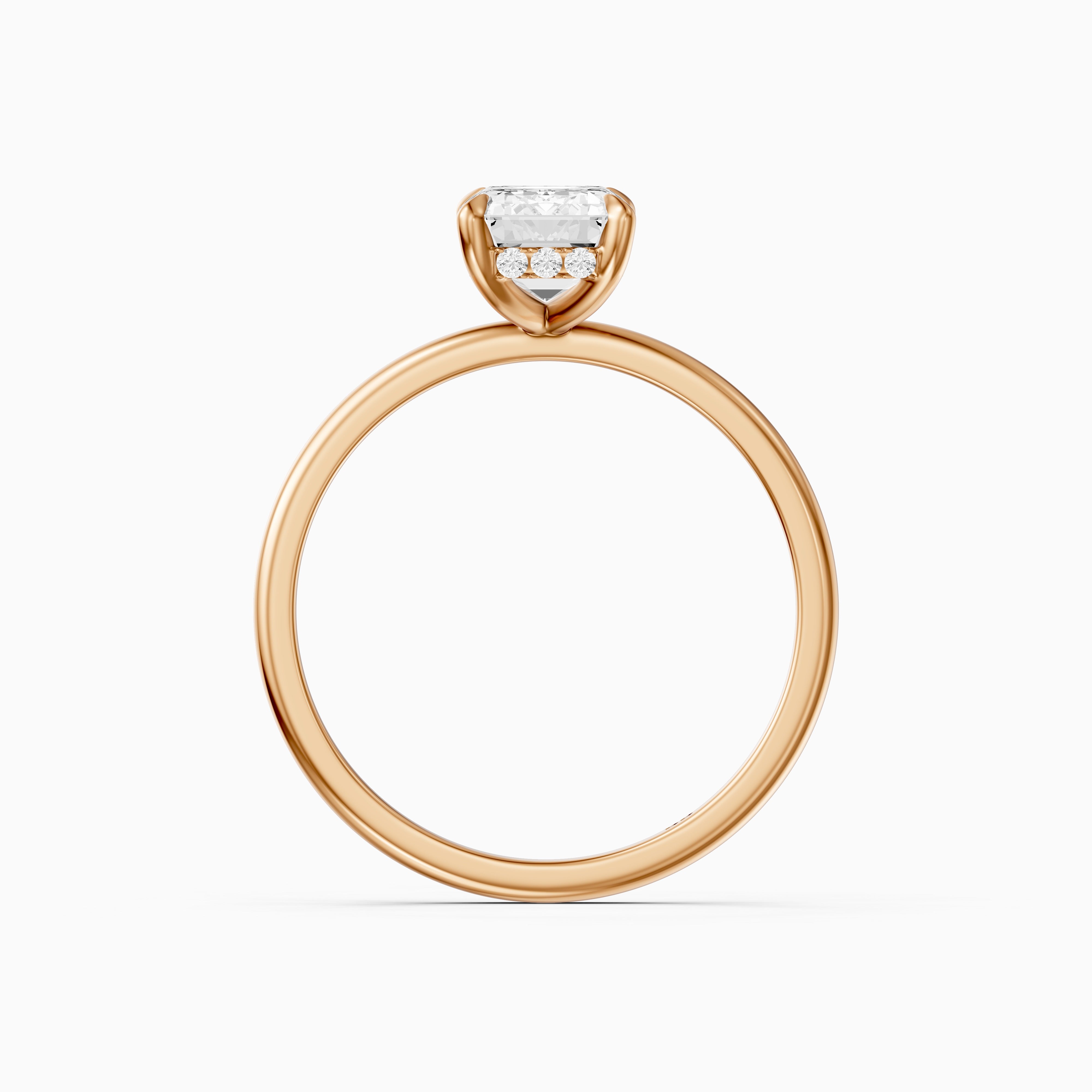 Sofia 4 Prong Emerald Cut Hidden Halo Moissanite Diamond Ring