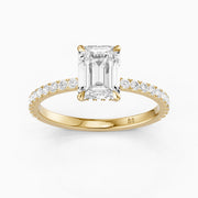 Kensie 4 Prong Emerald Cut Hidden Halo Pave Lab Grown Diamond Ring