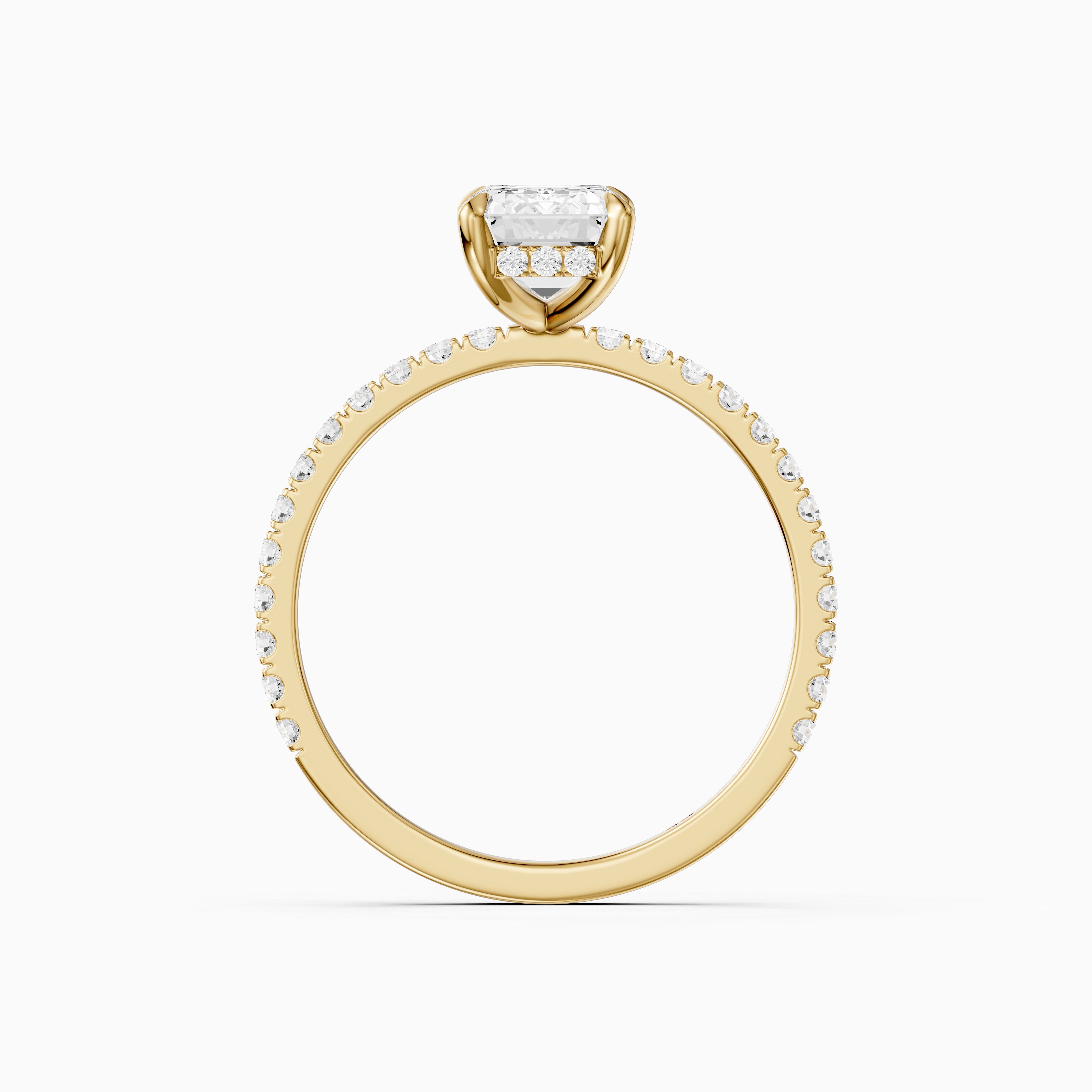 Kensie 4 Prong Emerald Cut Hidden Halo Pave Lab Grown Diamond Ring
