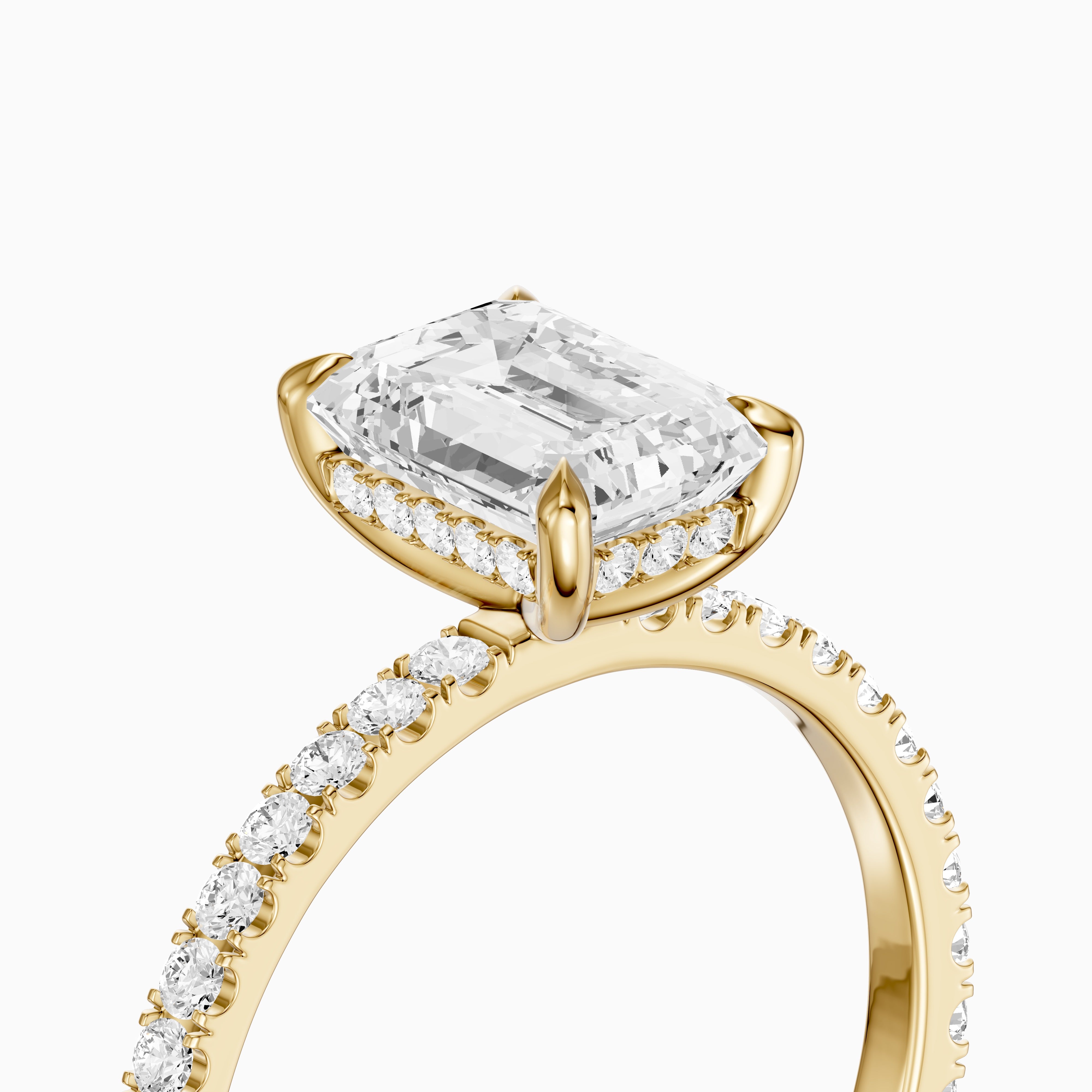 Kensie 4 Prong Emerald Cut Hidden Halo Pave Lab Grown Diamond Ring