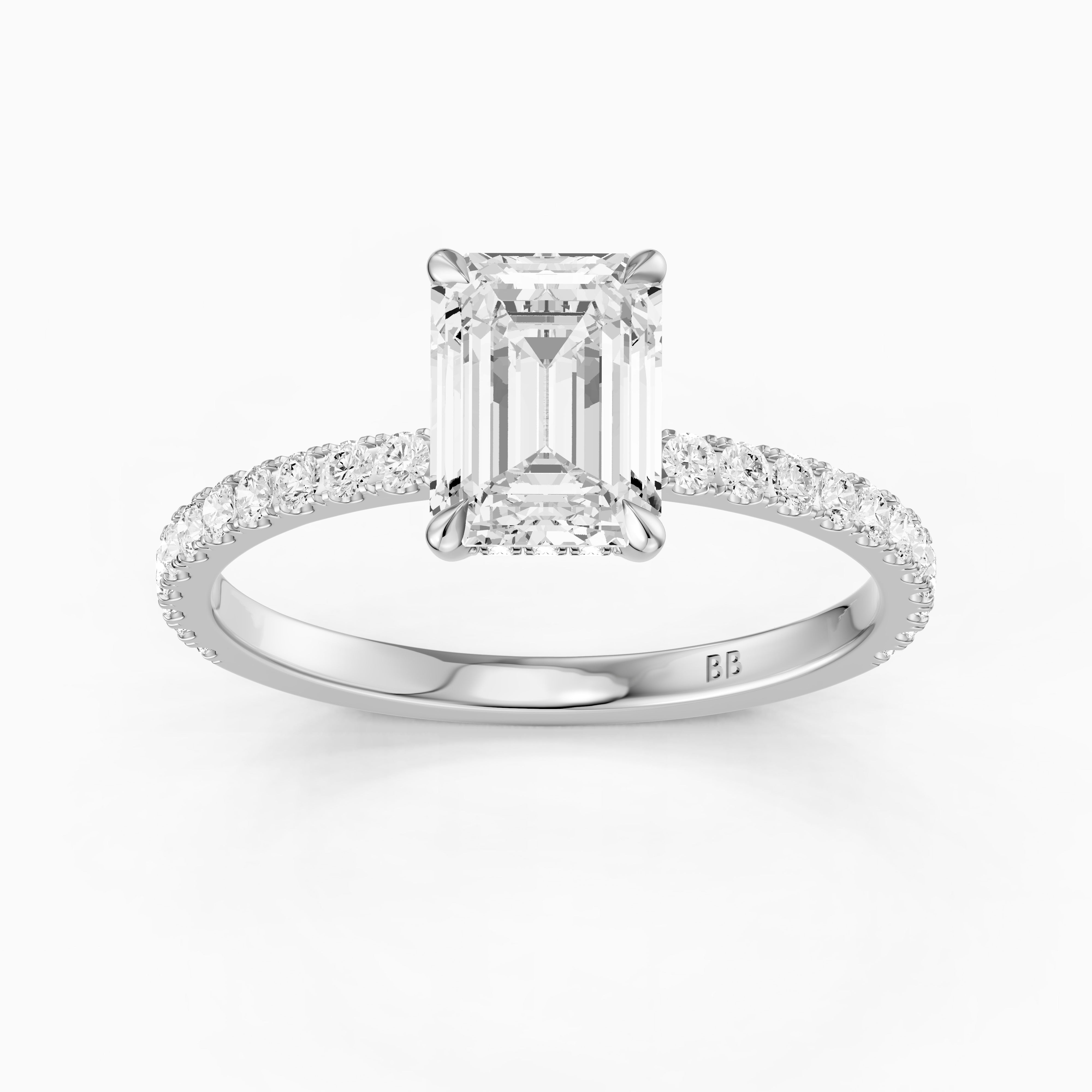 Kensie 4 Prong Emerald Cut Hidden Halo Pave Lab Grown Diamond Ring