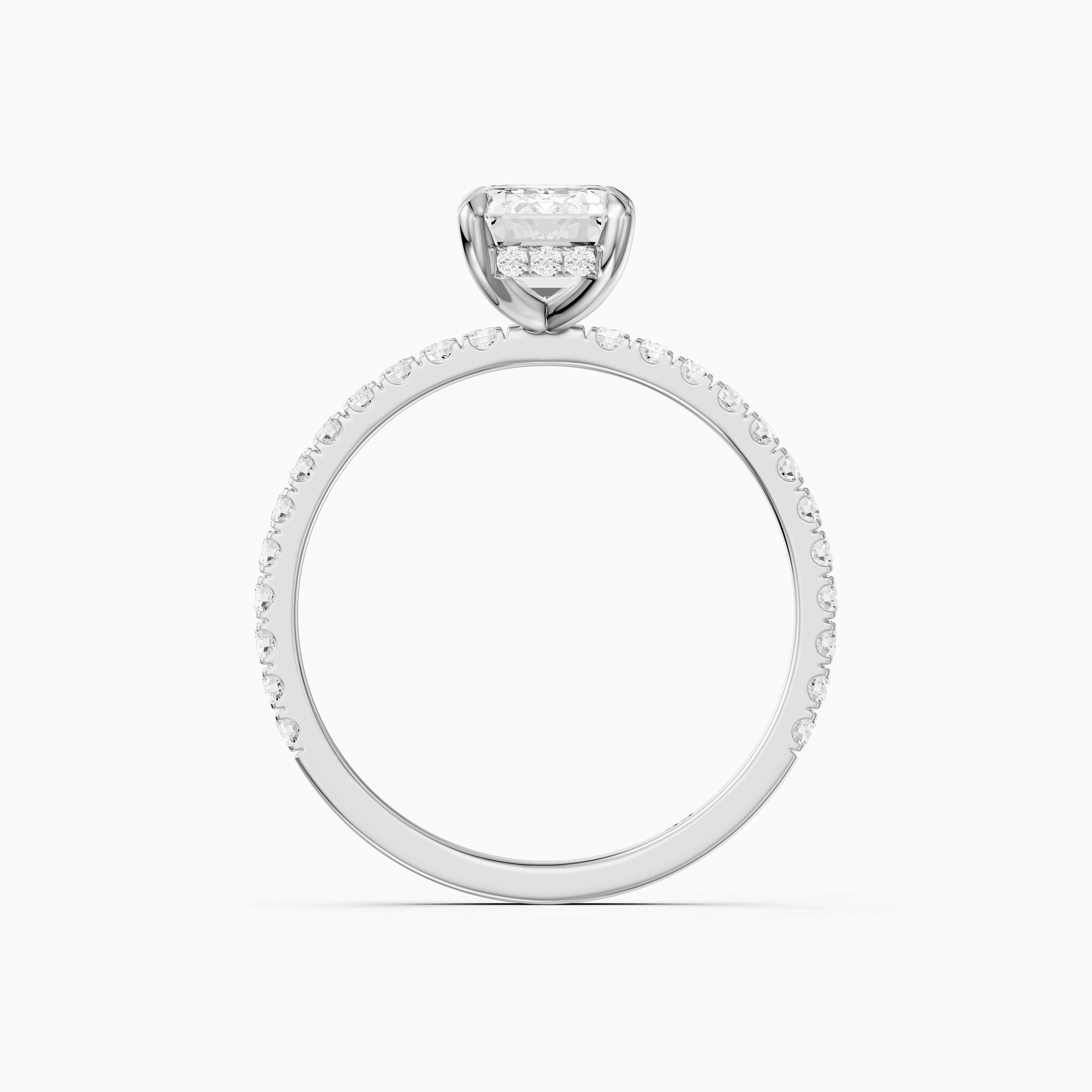 Kensie 4 Prong Emerald Cut Hidden Halo Pave Lab Grown Diamond Ring