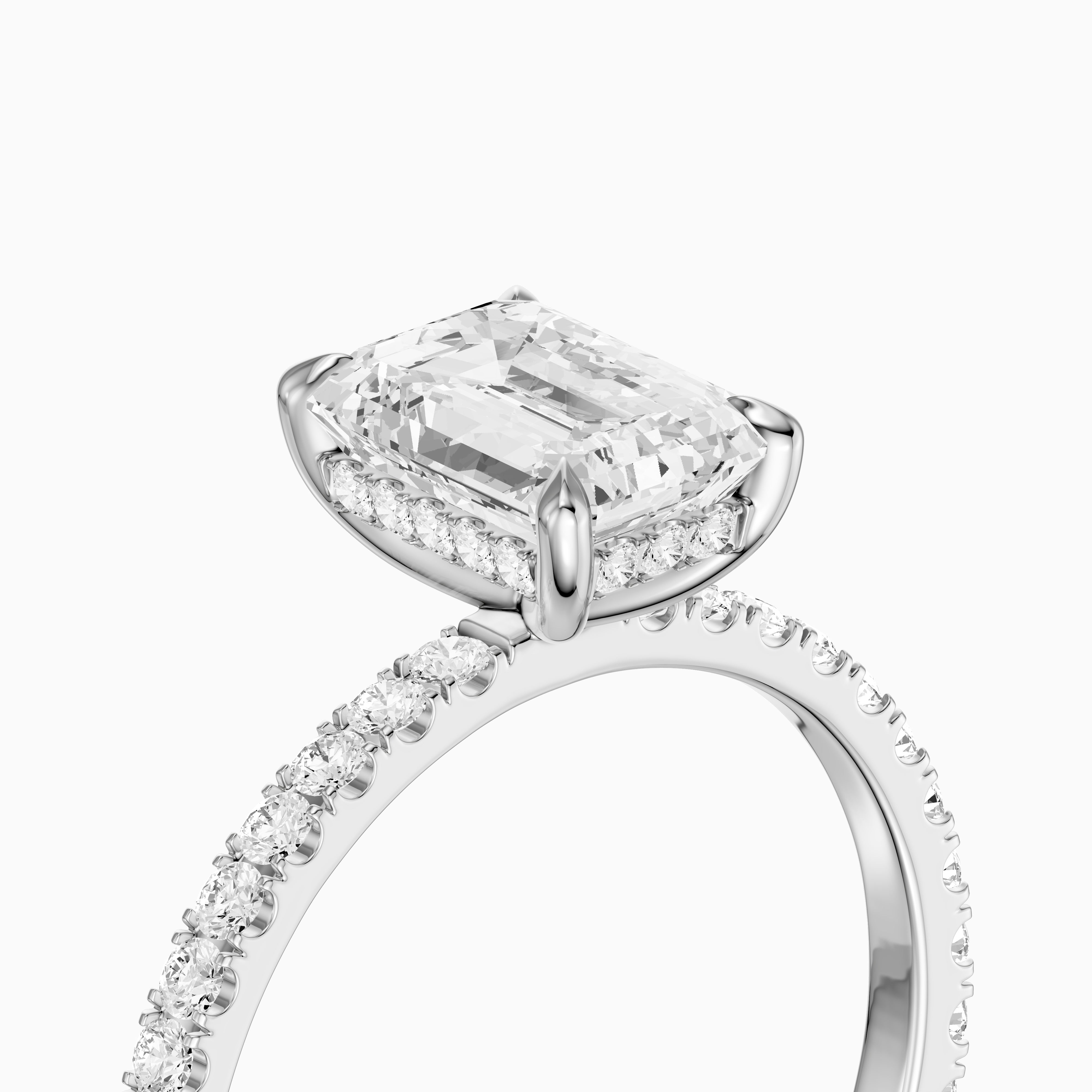 Kensie 4 Prong Emerald Cut Hidden Halo Pave Lab Grown Diamond Ring