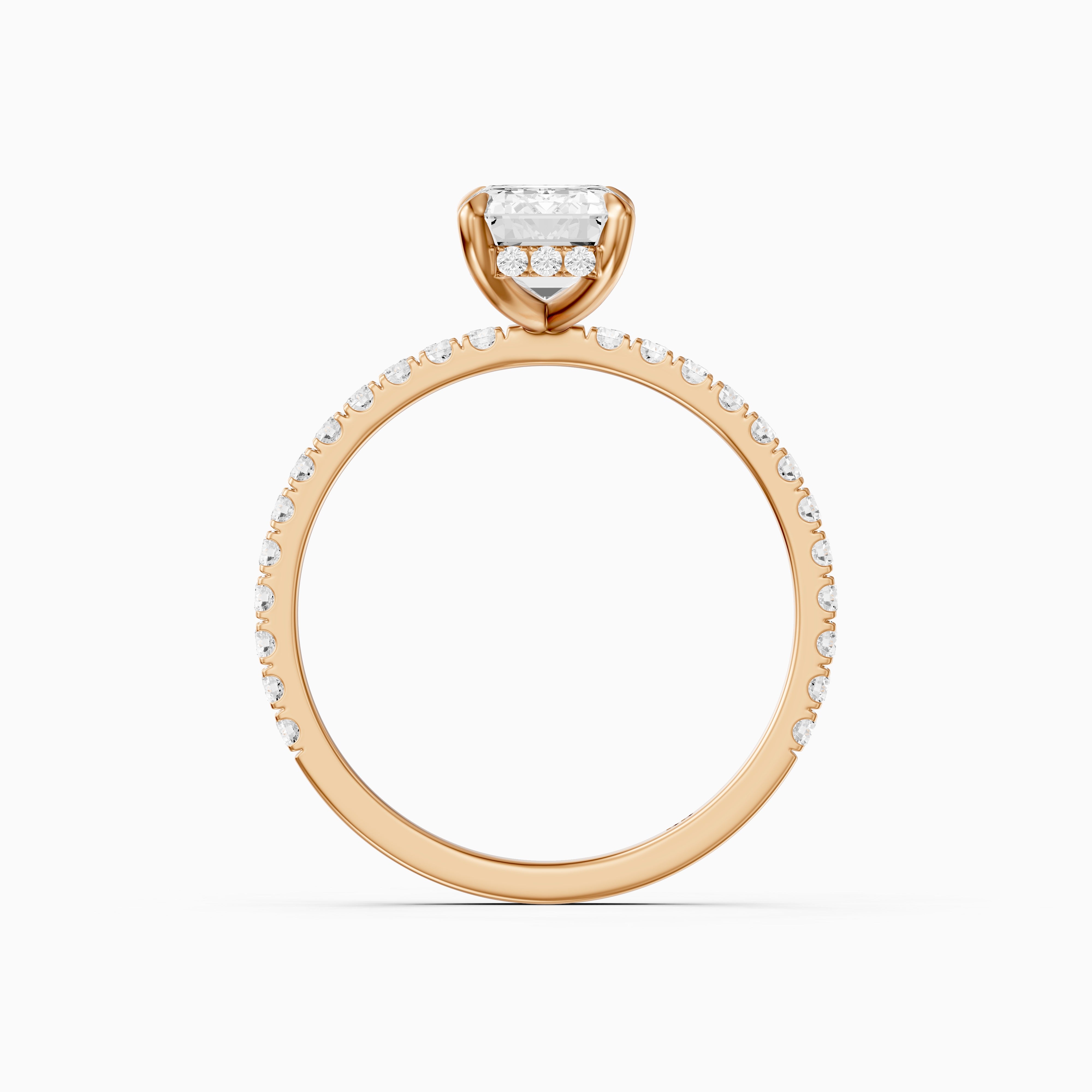 Kensie 4 Prong Emerald Cut Hidden Halo Pave Lab Grown Diamond Ring