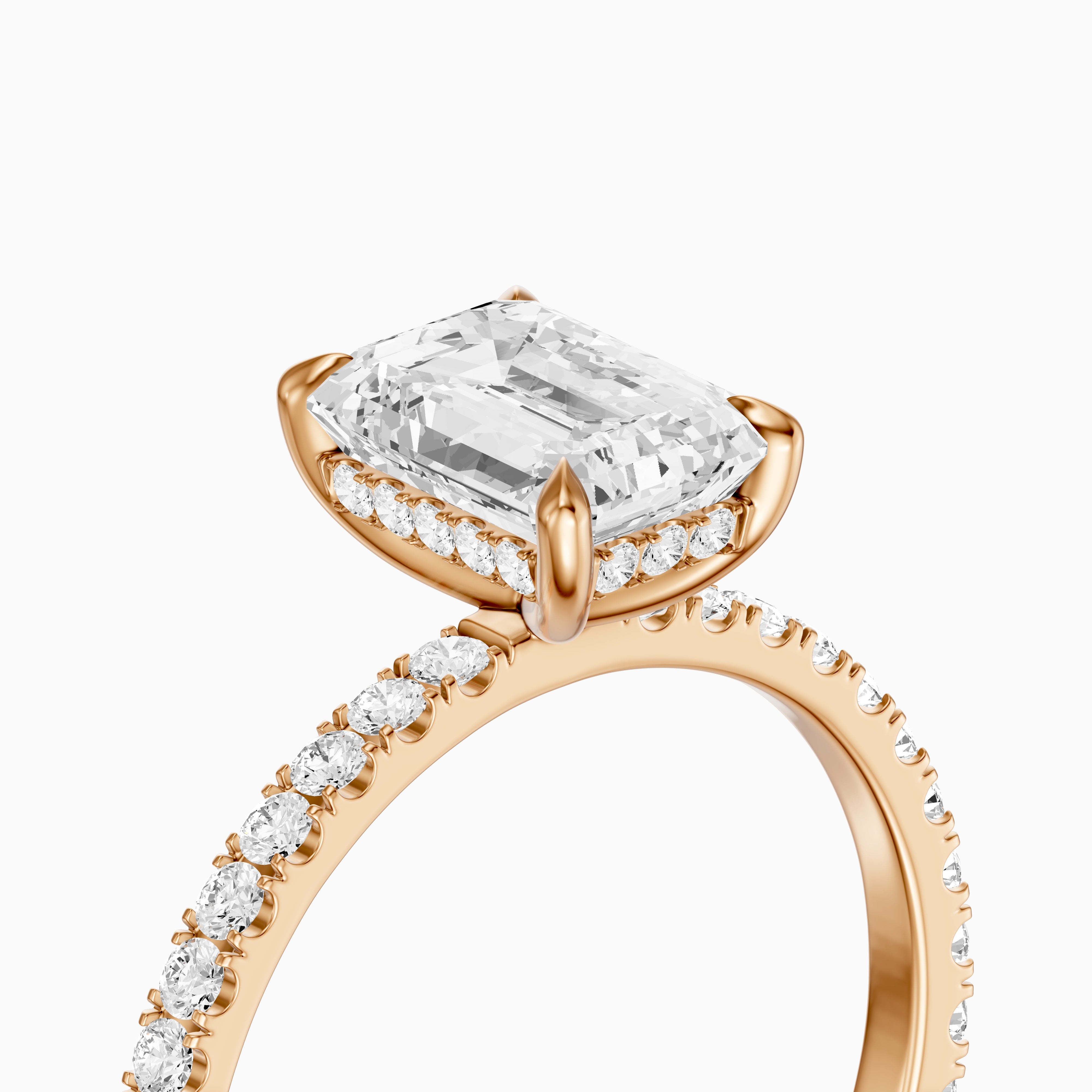 Kensie 4 Prong Emerald Cut Hidden Halo Pave Lab Grown Diamond Ring