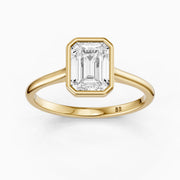 Keyara 4 Prong Emerald Bezel Set Lab Grown Diamond Ring