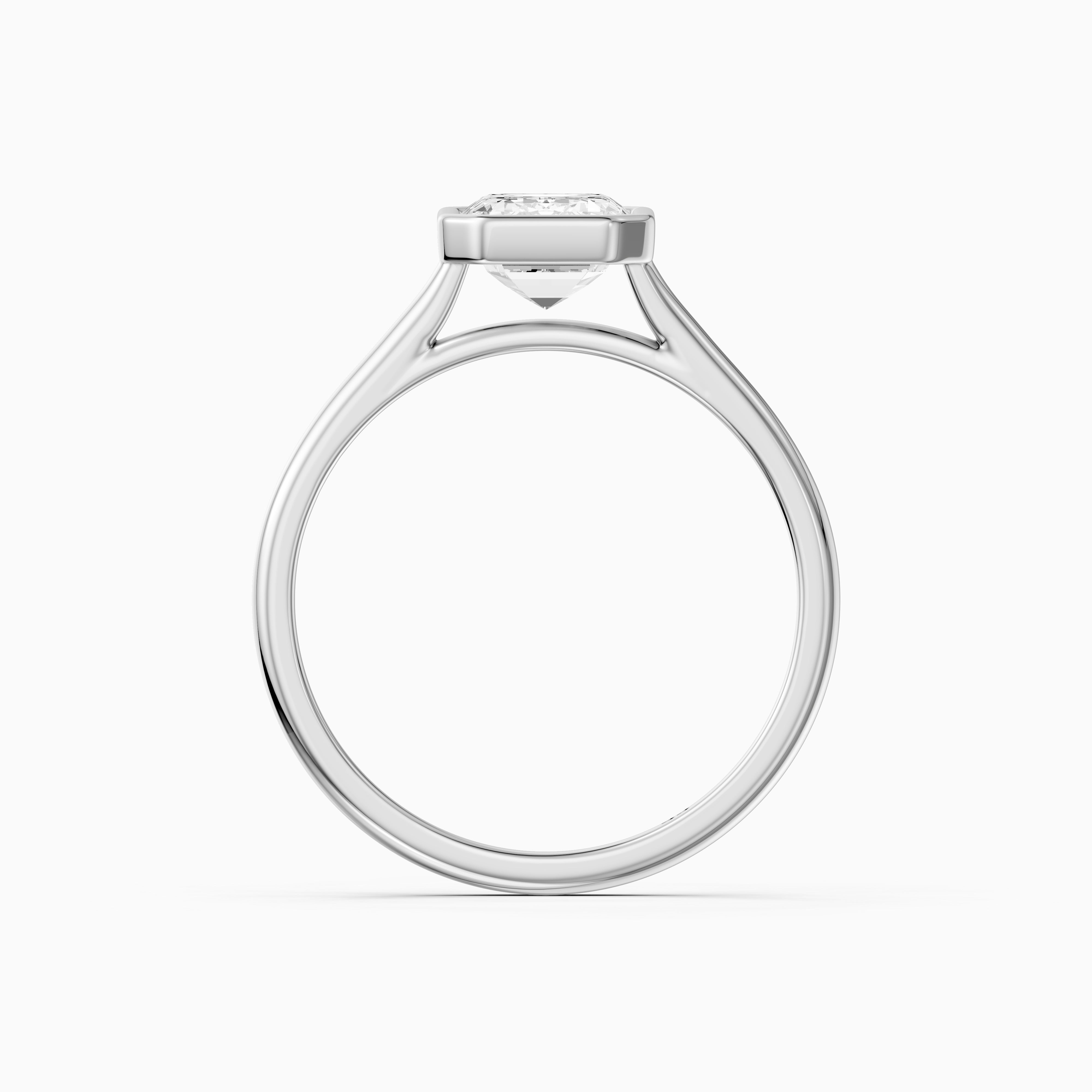 Keyara 4 Prong Emerald Bezel Set Moissanite Diamond Ring