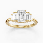 Kianna Five Stone Emerald Cut With Baguette Side Stone Lab Grown Diamond Ring