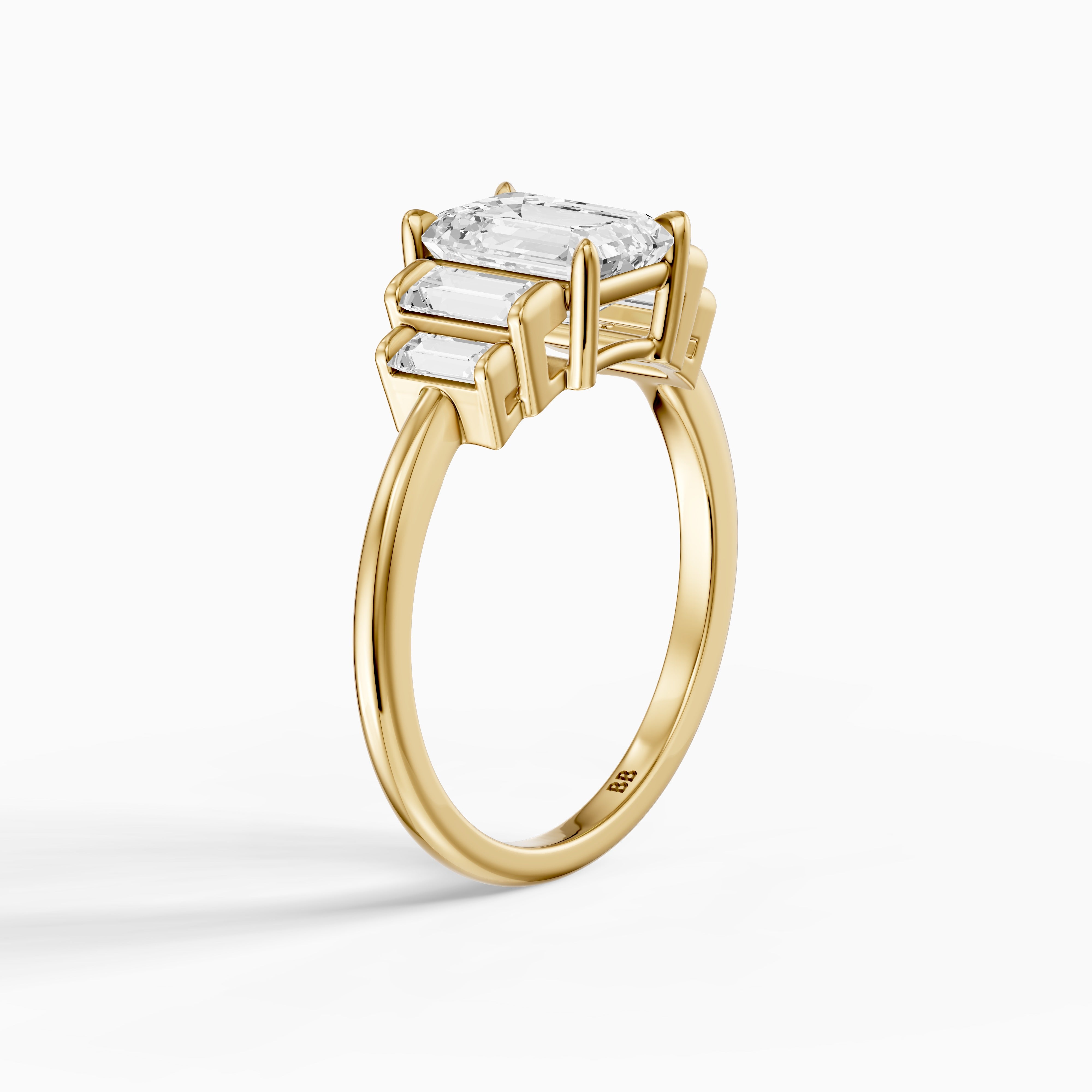 Kianna Five Stone Emerald Cut With Baguette Side Stone Lab Grown Diamond Ring