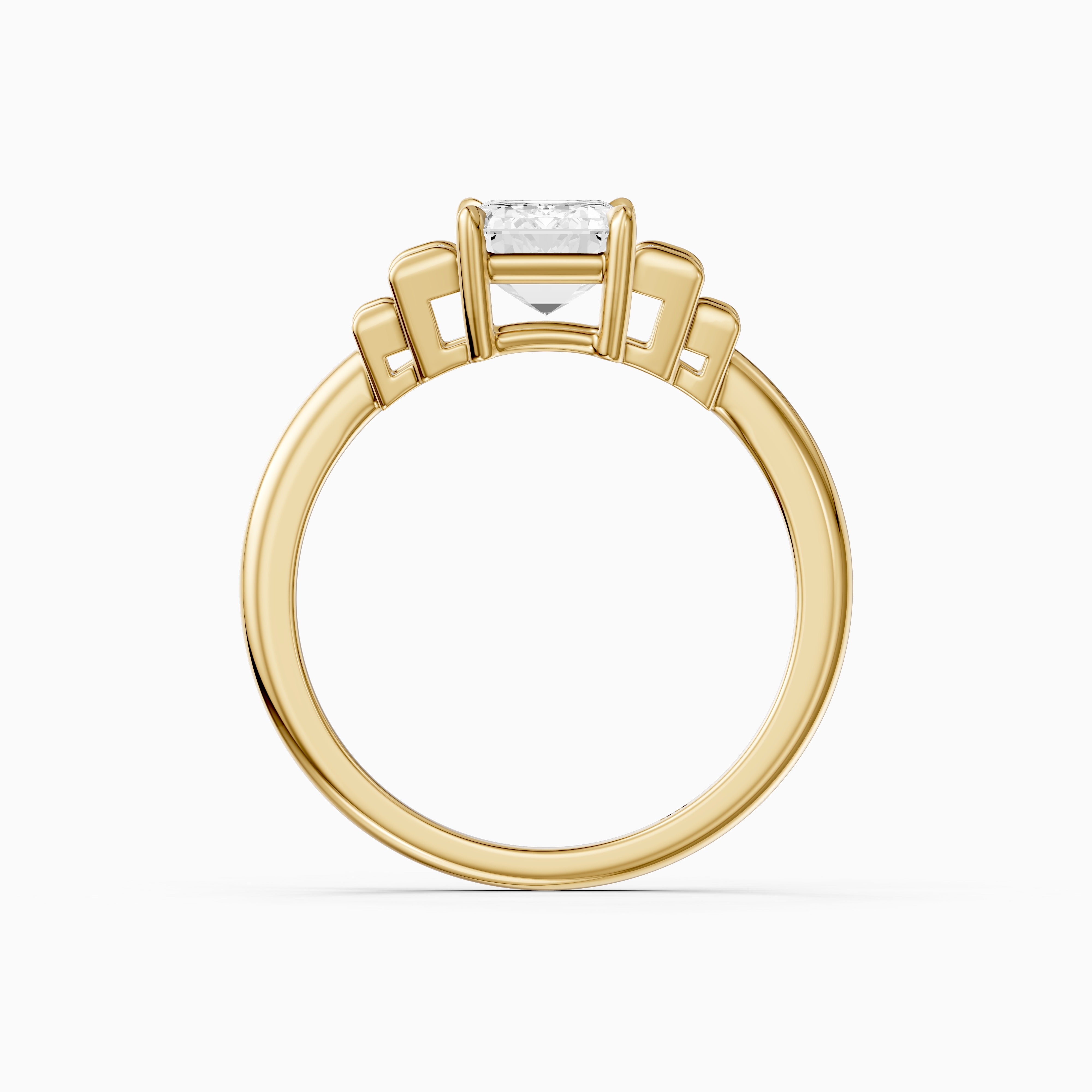 Kianna Five Stone Emerald Cut With Baguette Side Stone Moissanite Diamond Ring