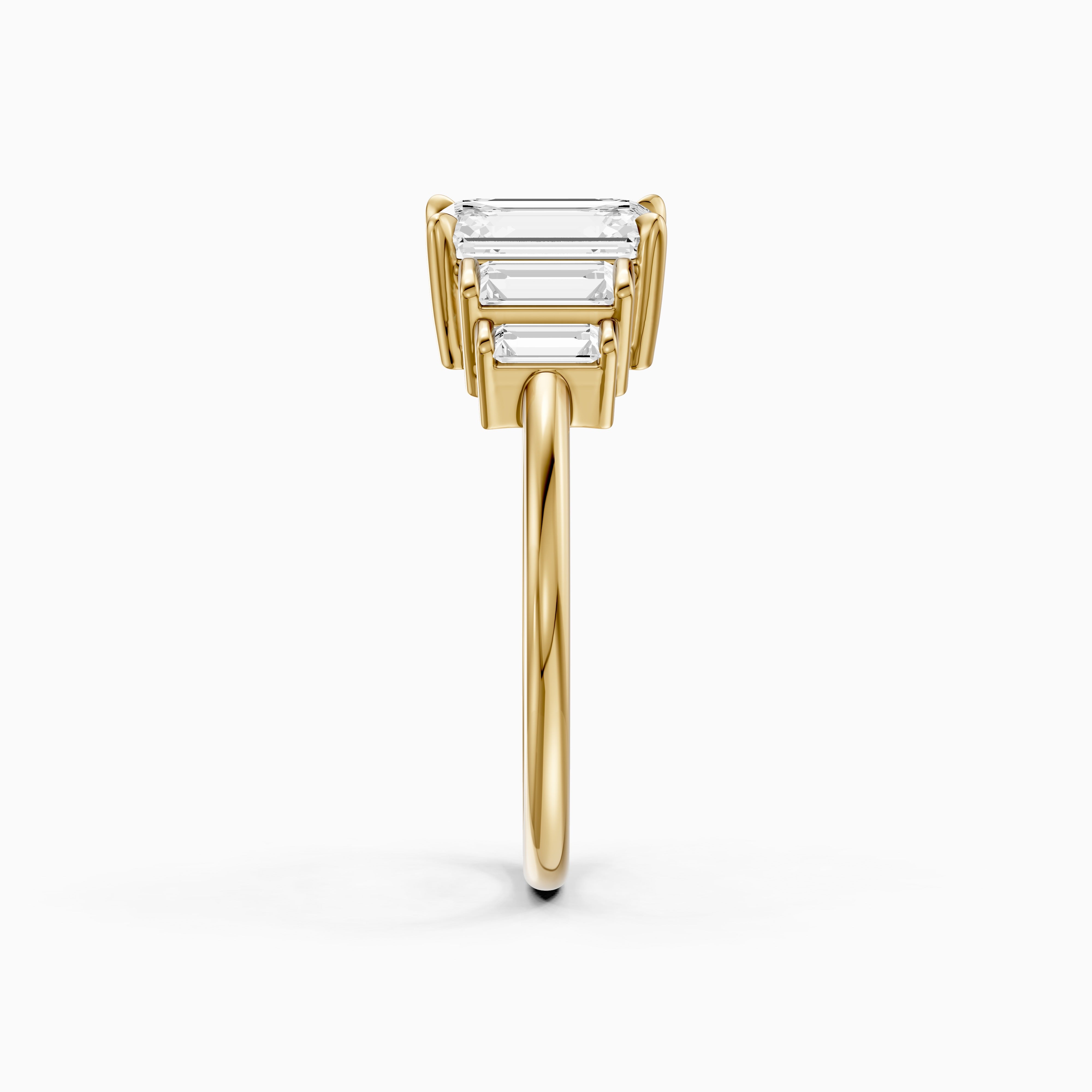 Kianna Five Stone Emerald Cut With Baguette Side Stone Moissanite Diamond Ring